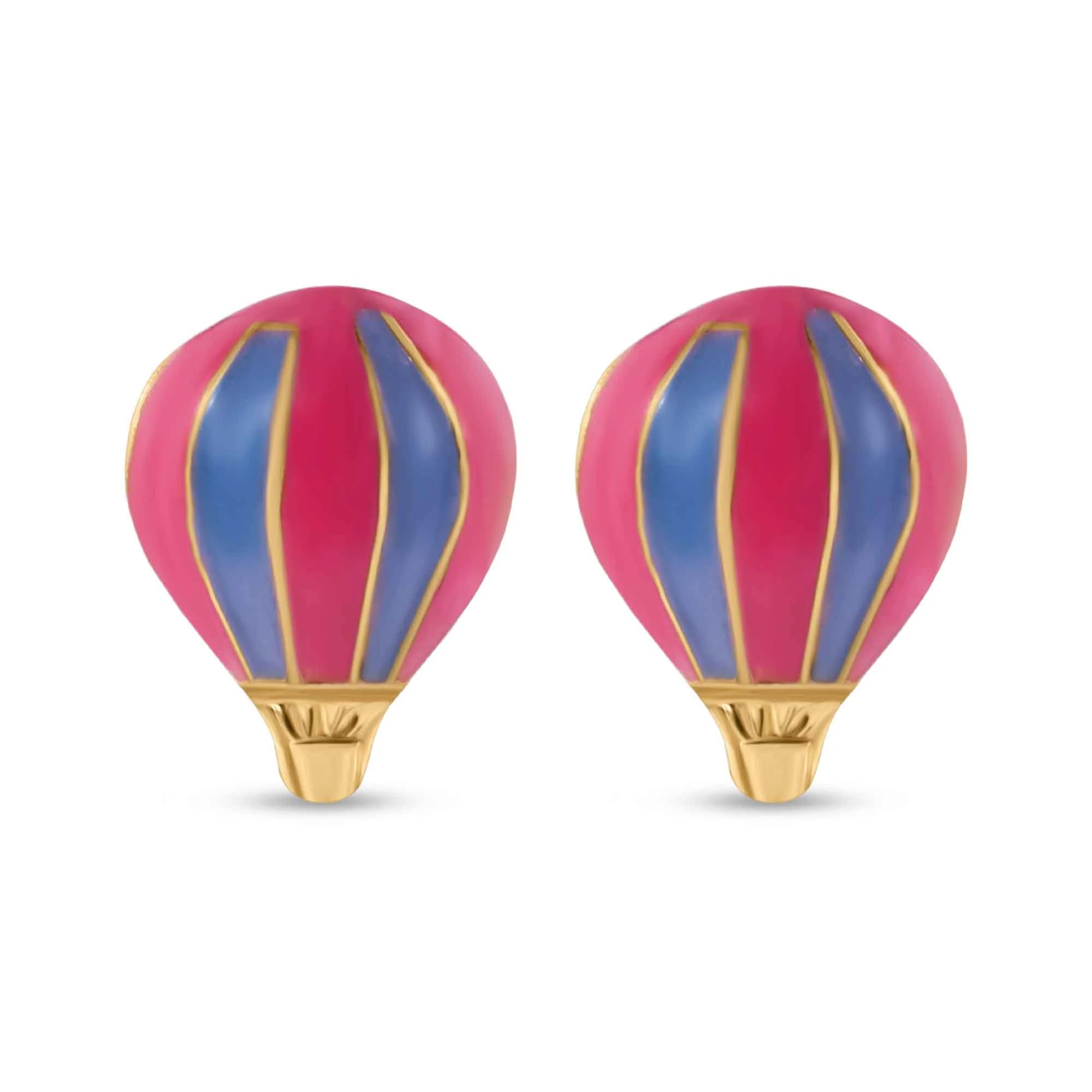 14E00423. - 14 Karat Yellow Gold Hot Air Baloon Screw Back Earrings