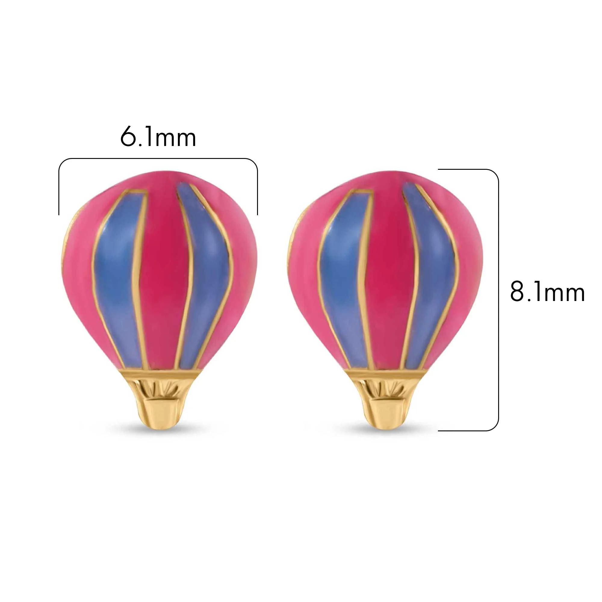 14E00423. - 14 Karat Yellow Gold Hot Air Baloon Screw Back Earrings - Image 2