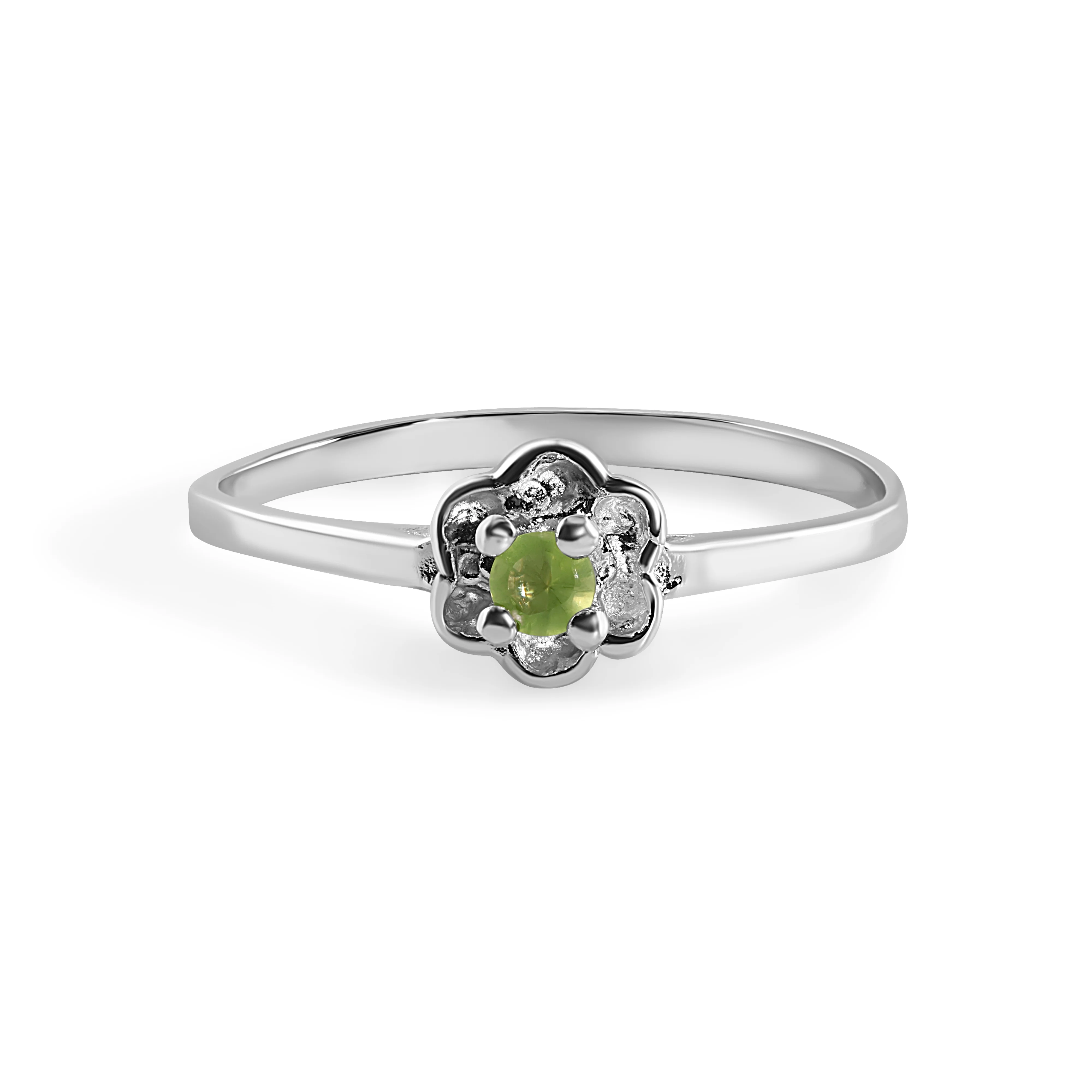 Rhodium Plated 925 Sterling Silver Dainty Birthstone Flower Ring- SPR00004 - Image 6