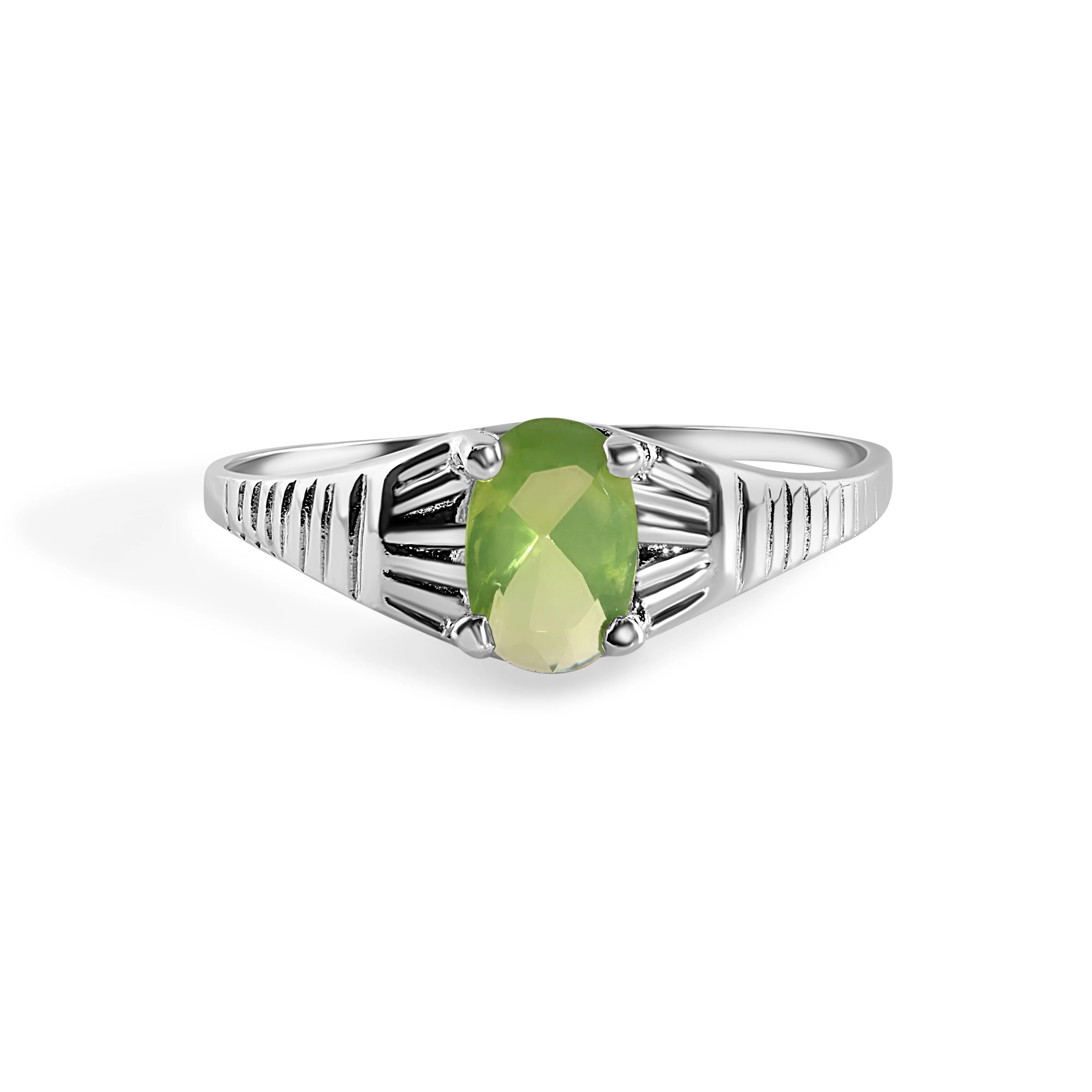 Rhodium Plated 925 Sterling Silverr Rigid Birthstone Ring- SPR00005 - Image 2