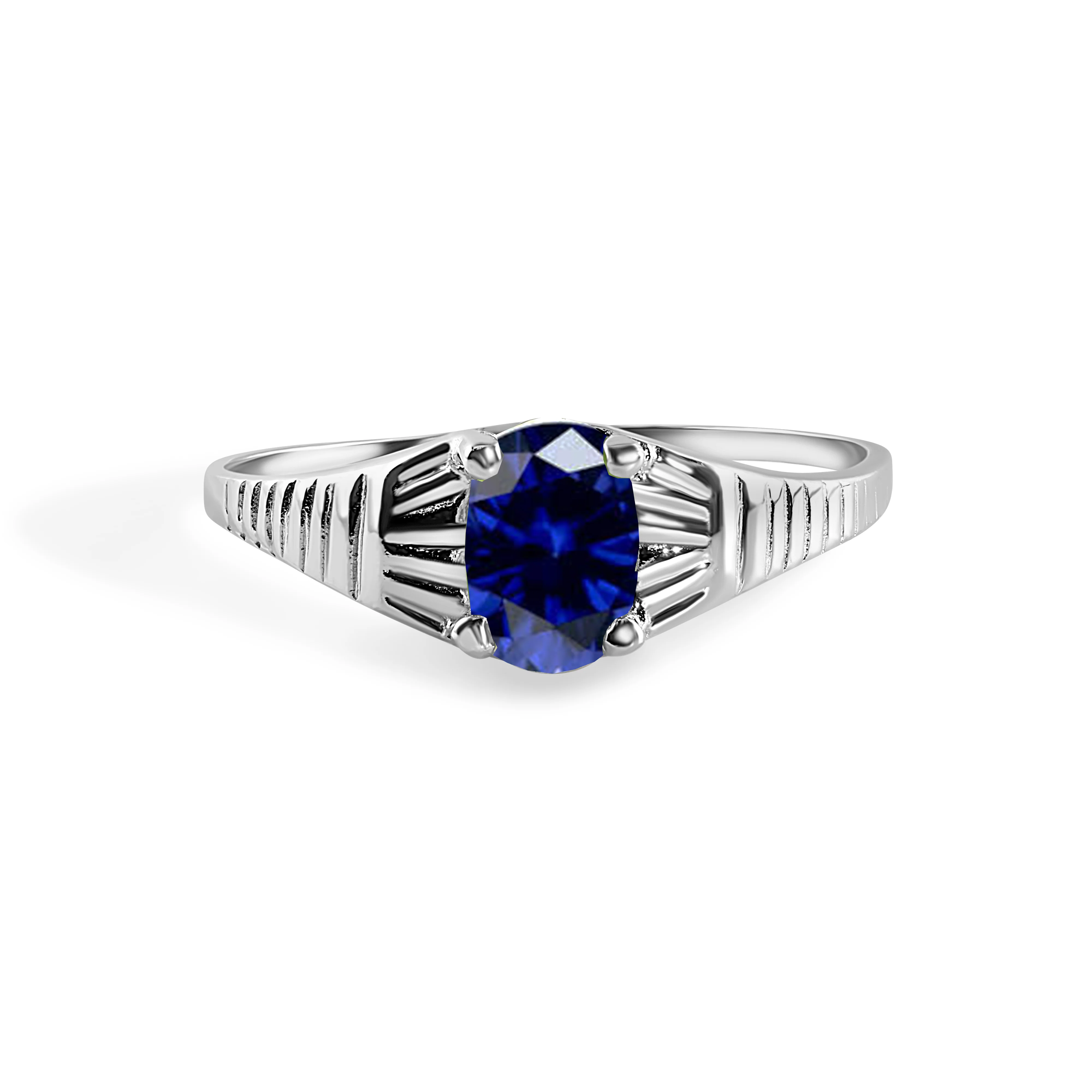 Rhodium Plated 925 Sterling Silverr Rigid Birthstone Ring- SPR00005 - Image 3