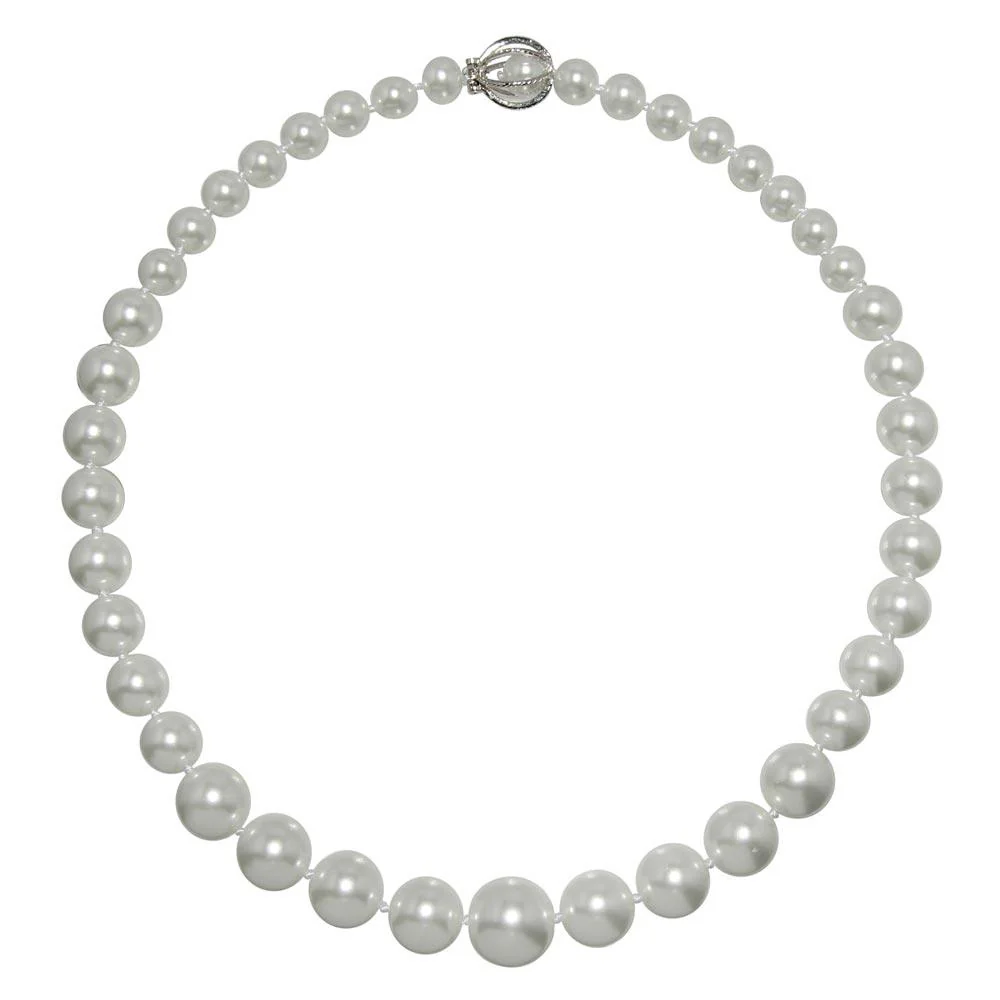 Rhodium Plated 925 Sterling Silver Pearl Pendant Necklace - STP00929
