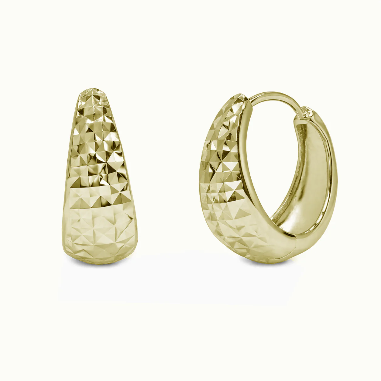 925 Silver Diamond Cut Hoop Earrings - GME00159 - Image 3
