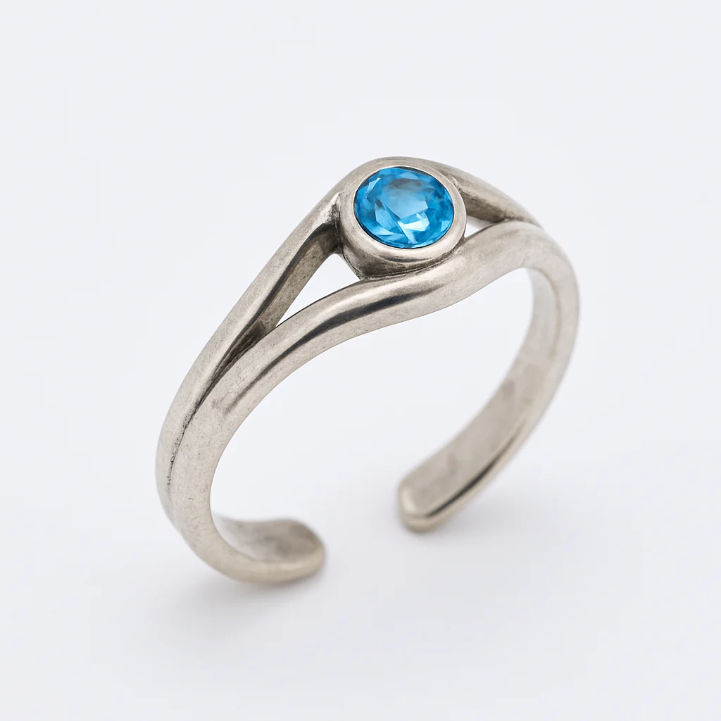 925 Sterling Silver Adjustable Colored CZ Accent Toe Ring - TR332