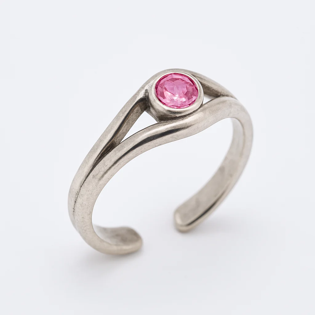 925 Sterling Silver Adjustable Colored CZ Accent Toe Ring - TR332 - Image 2
