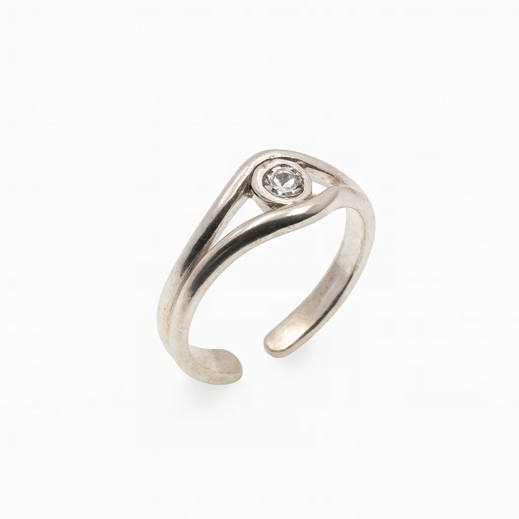 925 Sterling Silver Adjustable Colored CZ Accent Toe Ring - TR332 - Image 3