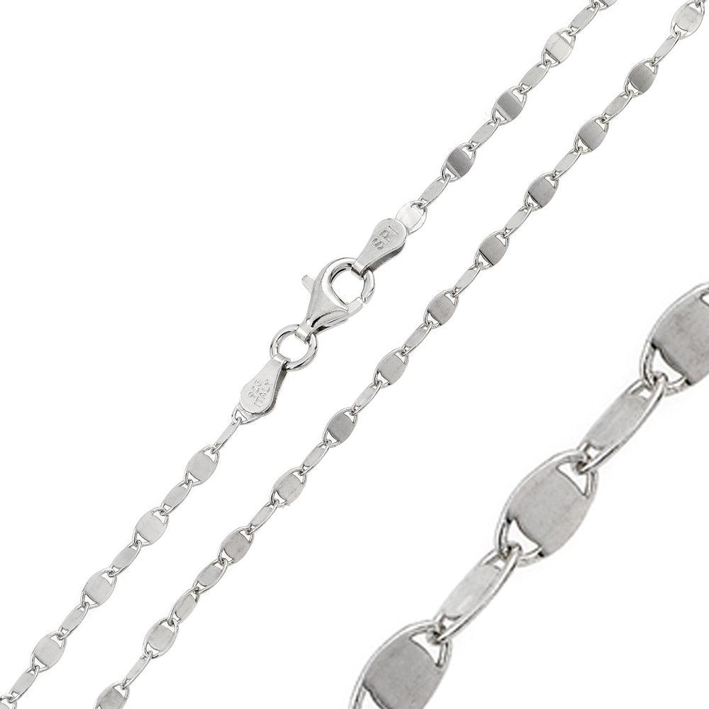 925 Sterling Silver Alternating Oval Confetti Chain - Image 2