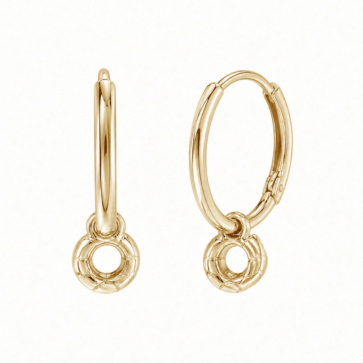 925 Sterling Silver Ball Charm Hoop Earring - TGE00023 - Image 2