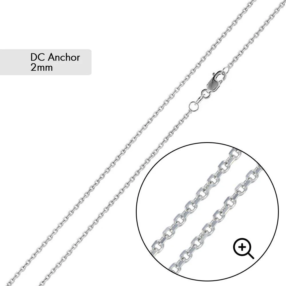 925 Sterling Silver Diamond Cut Anchor Chain - Image 2