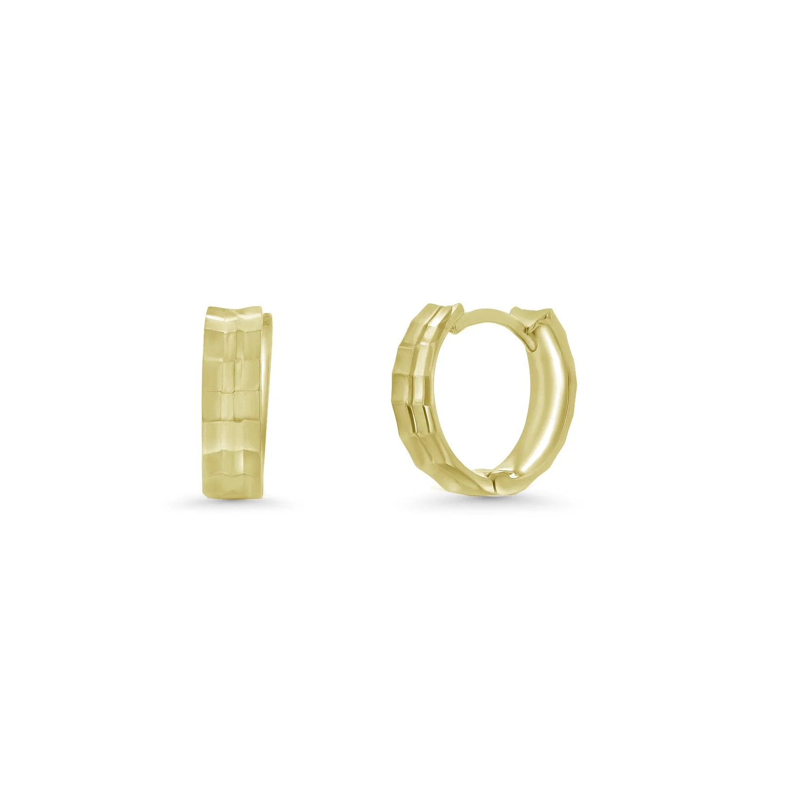 925 Sterling Silver Diamond Cut Geometric Step Edge Hoop Earring - TGE00016 - Image 3