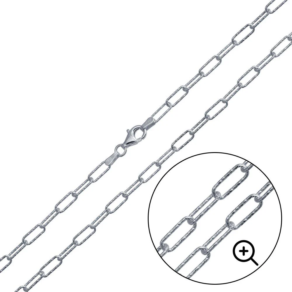 925 Sterling Silver Diamond Cut Paperclip Chain - Image 3
