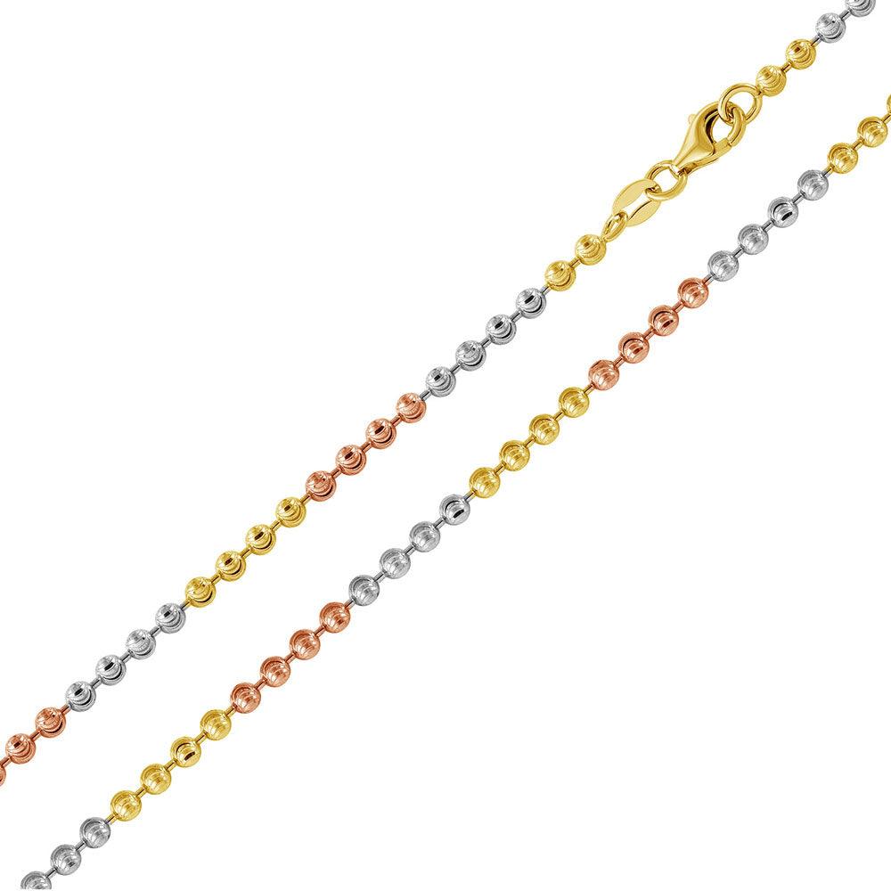 925 Sterling Silver Diamond Cut Wave Design Bead Chain - Image 3