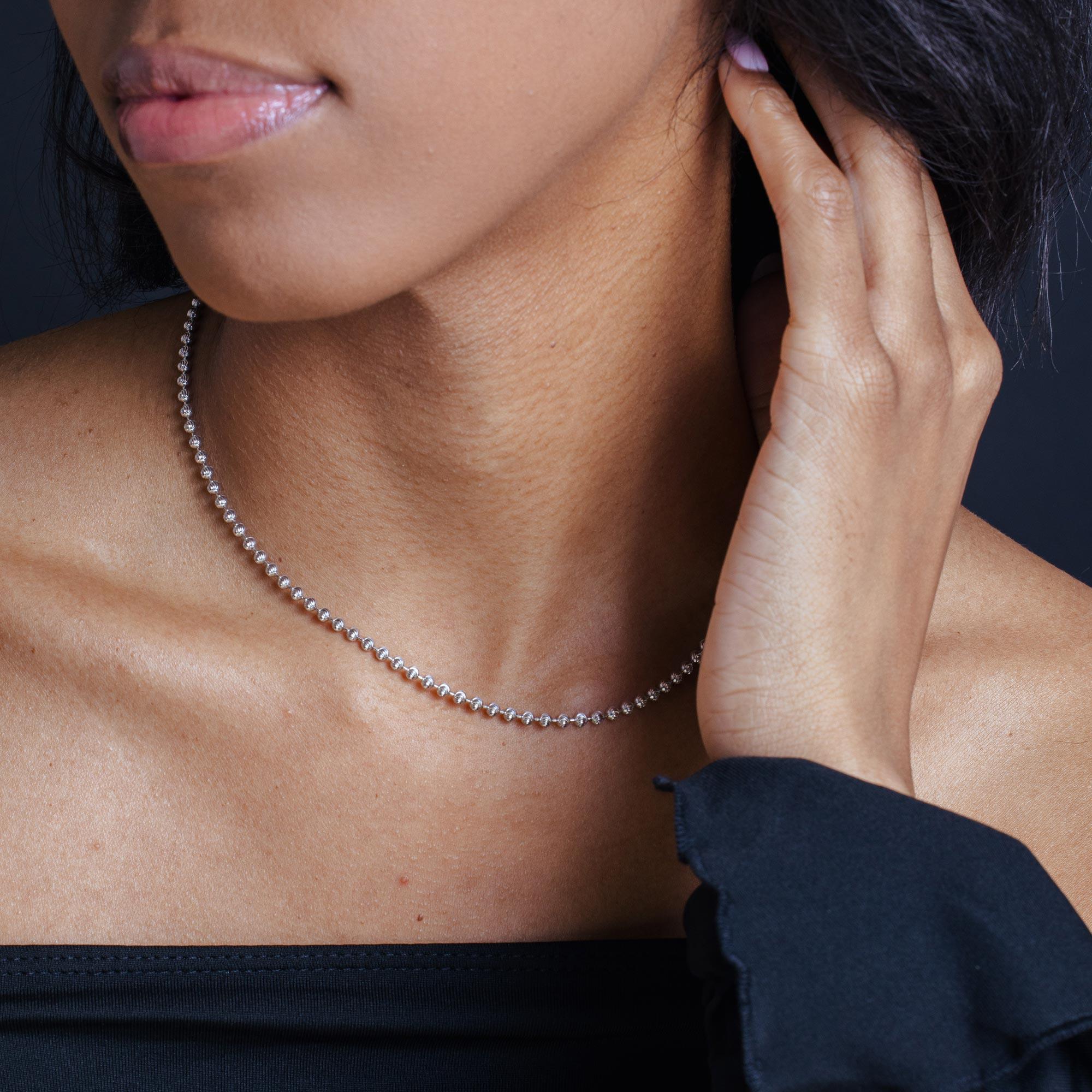 925 Sterling Silver Diamond Cut Wave Design Bead Chain - Image 4