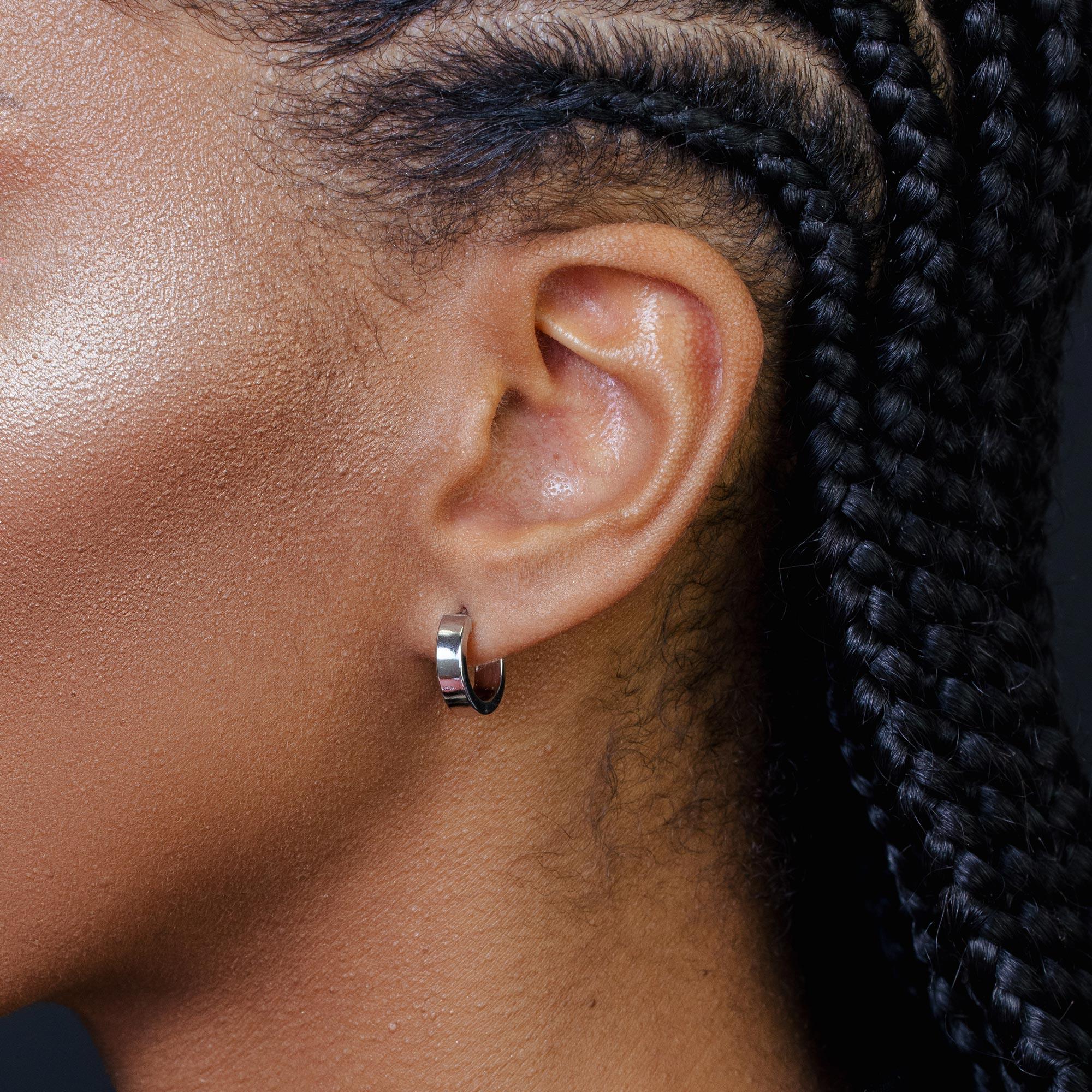 925 Sterling Silver Electroforming Flat 4mm Hoop Earrings - ARE00022SL | ARE00022RH | ARE00022GP - Image 13