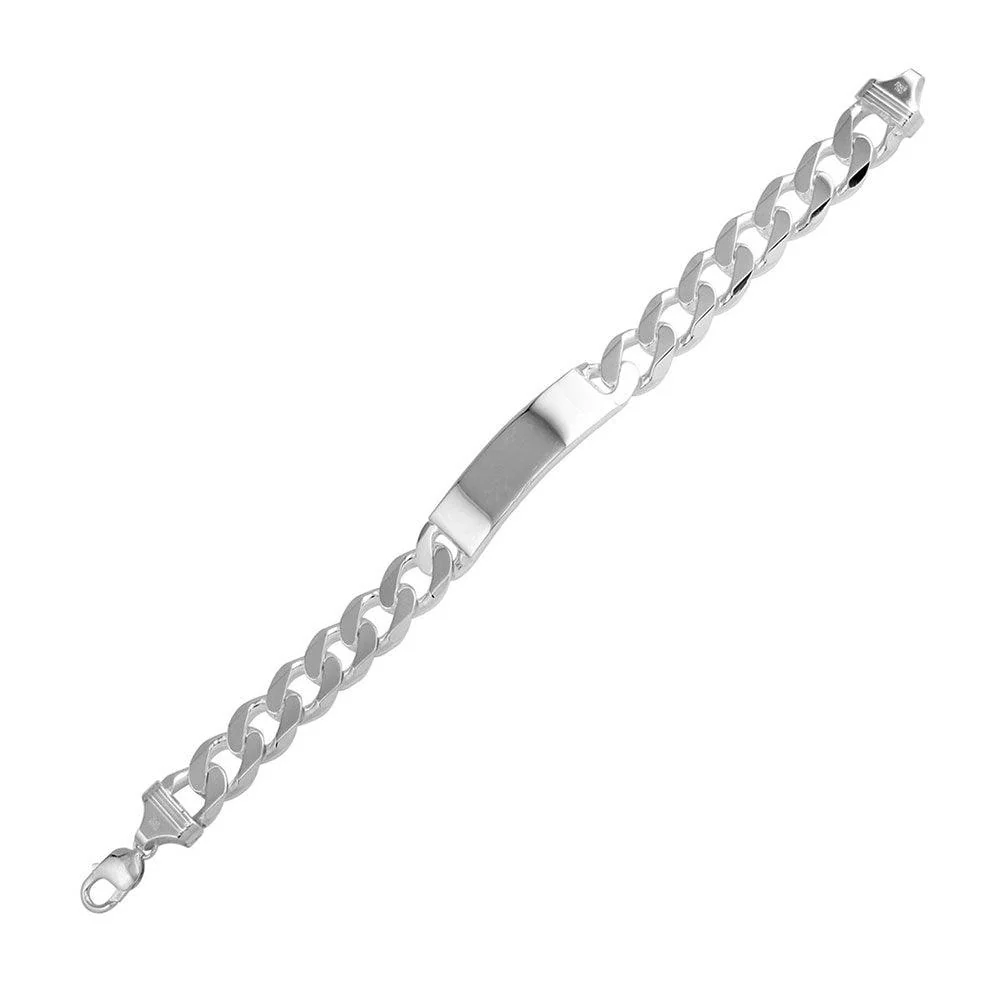 925 Sterling Silver Engravable Super Flat Curb ID Bracelet - Image 3