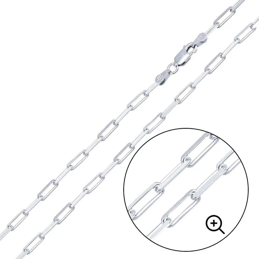 925 Sterling Silver Flat Edge Paperclip Chain or Bracelet - Image 2
