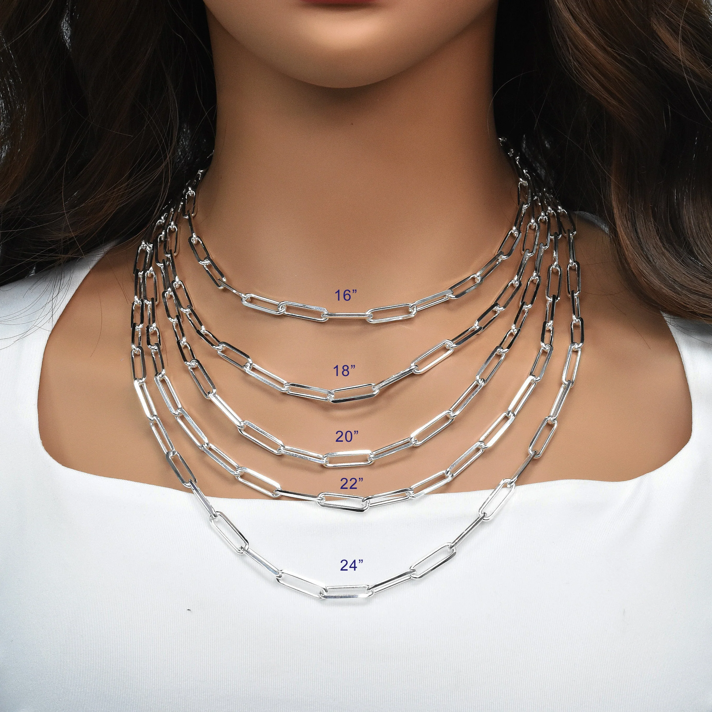 925 Sterling Silver Flat Edge Paperclip Chain or Bracelet - Image 6