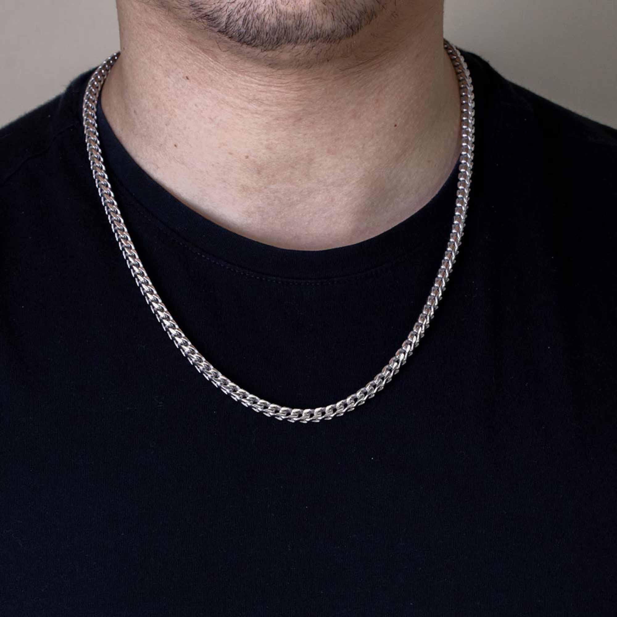 925 Sterling Silver Square Franco Chain or Bracelet - Image 5
