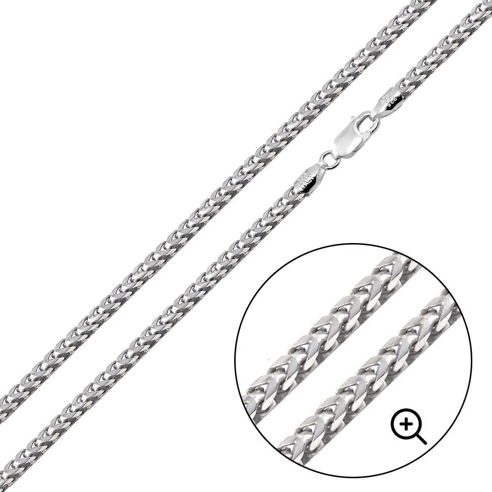 925 Sterling Silver Square Franco Chain or Bracelet - Image 6
