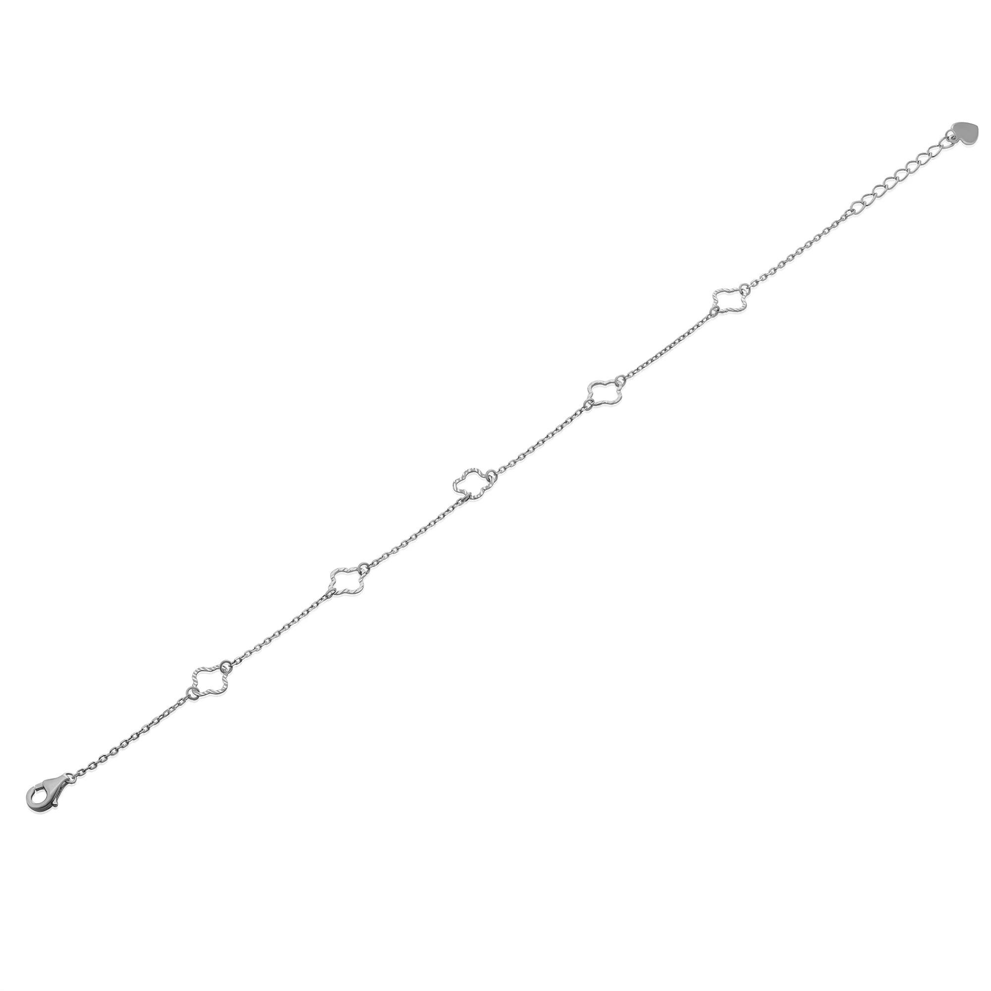 925 Sterling Silver Diamond Cut Clover Outline 7mm Adjustable Bracelet - TGB00007