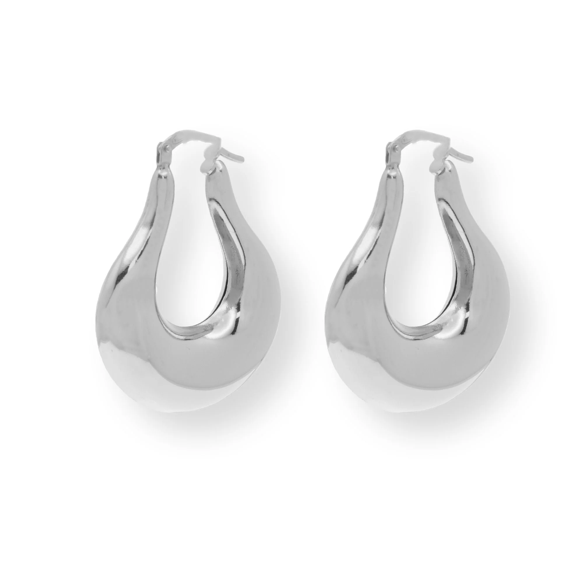 925 Sterling Silver Silver Puffed Chunky Teardrop Latch Lock Earrings - ARE00042RH | ARE00042GP - Image 3