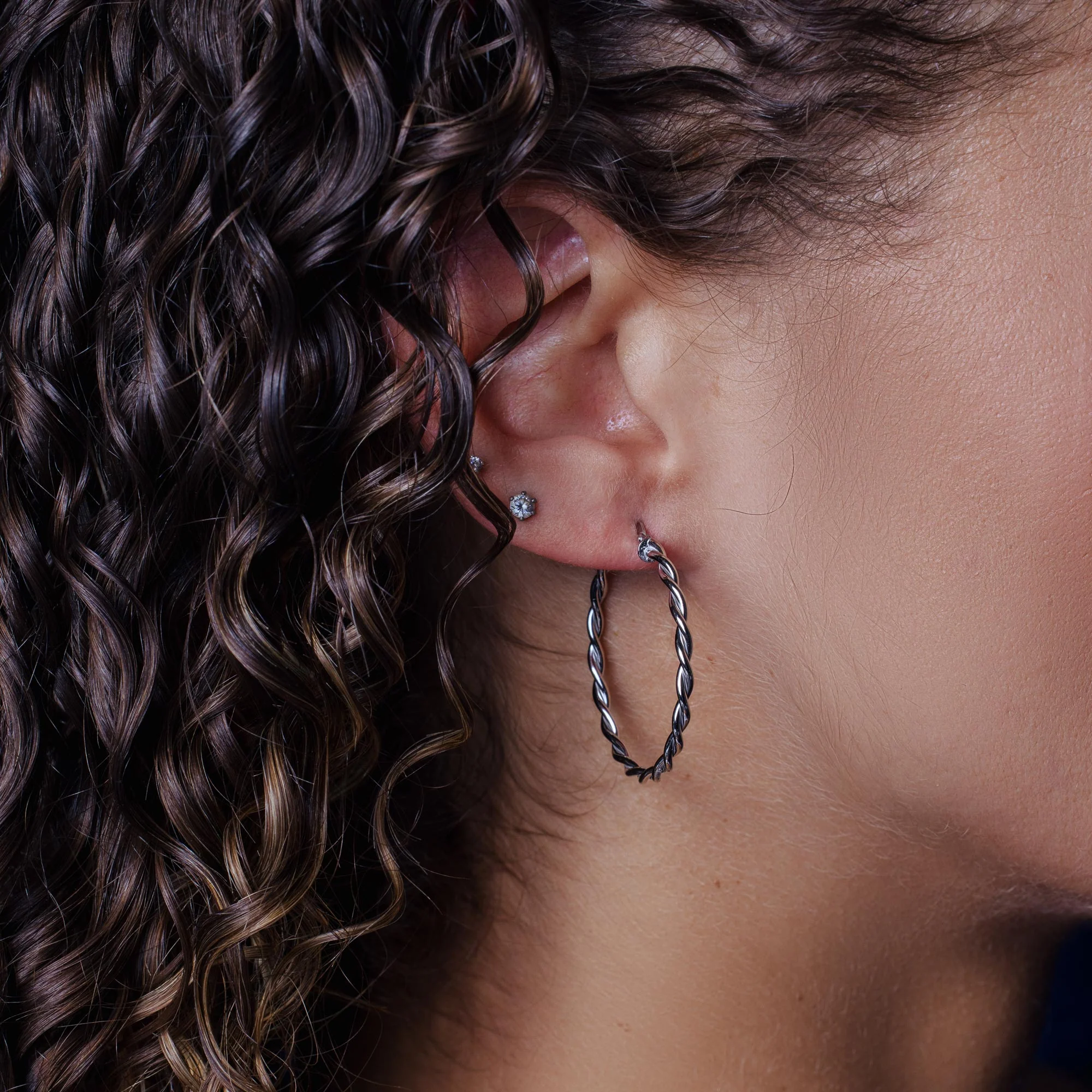 925 Sterling Silver Silver Twisted Hoop Earrings - ARE00040RH | ARE00040GP - Image 11