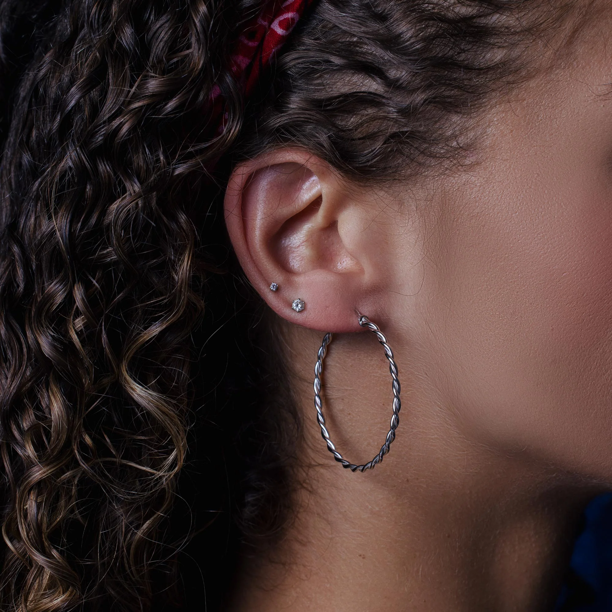 925 Sterling Silver Silver Twisted Hoop Earrings - ARE00040RH | ARE00040GP - Image 12