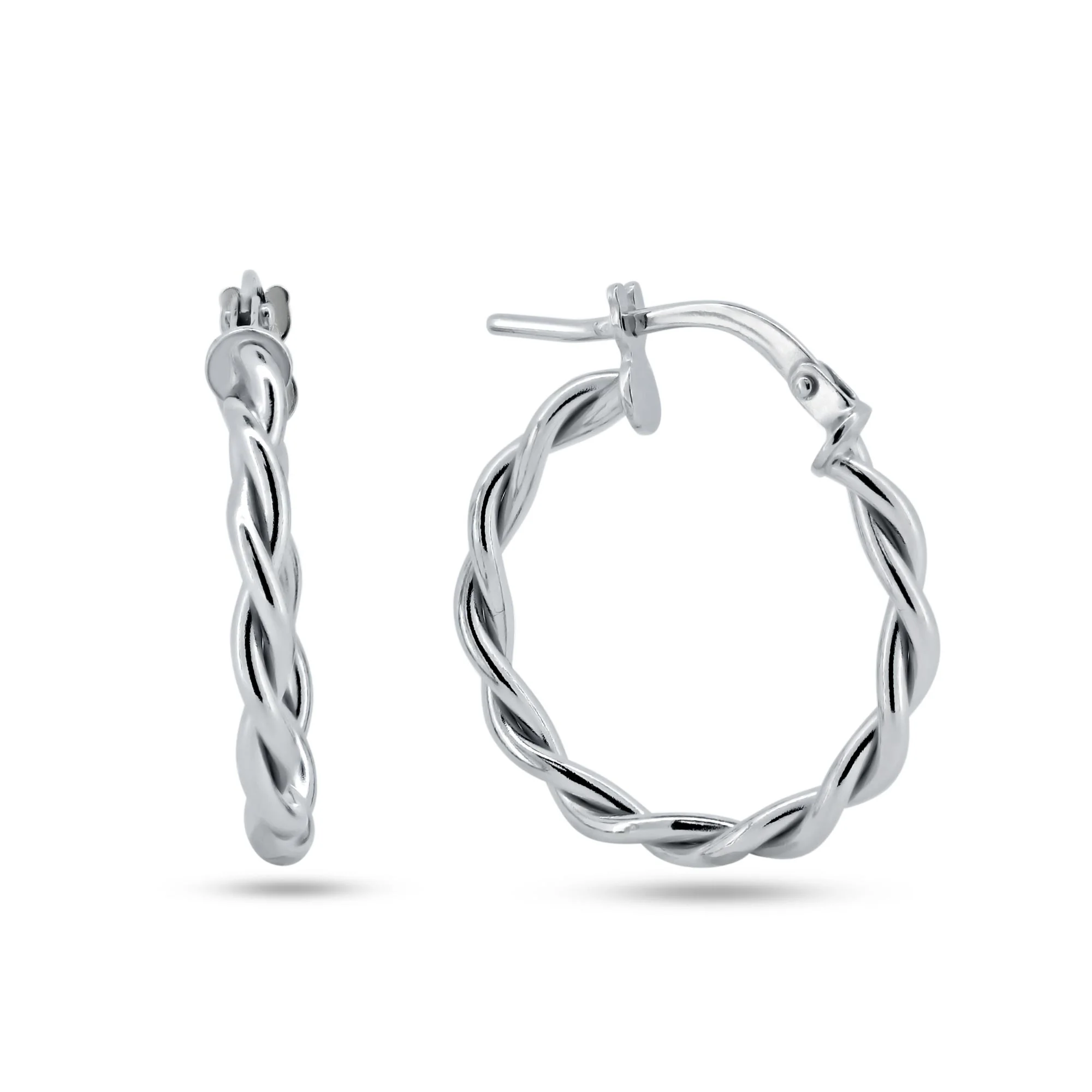 925 Sterling Silver Silver Twisted Hoop Earrings - ARE00040RH | ARE00040GP - Image 4
