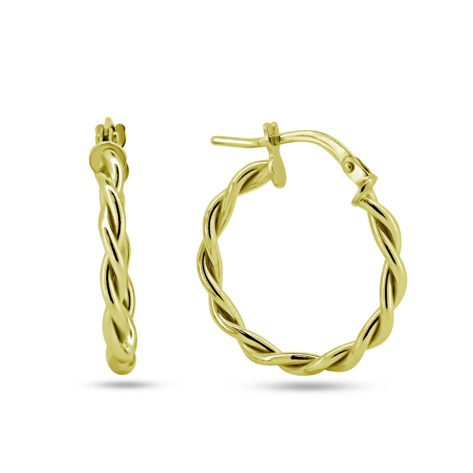 925 Sterling Silver Silver Twisted Hoop Earrings - ARE00040RH | ARE00040GP - Image 5