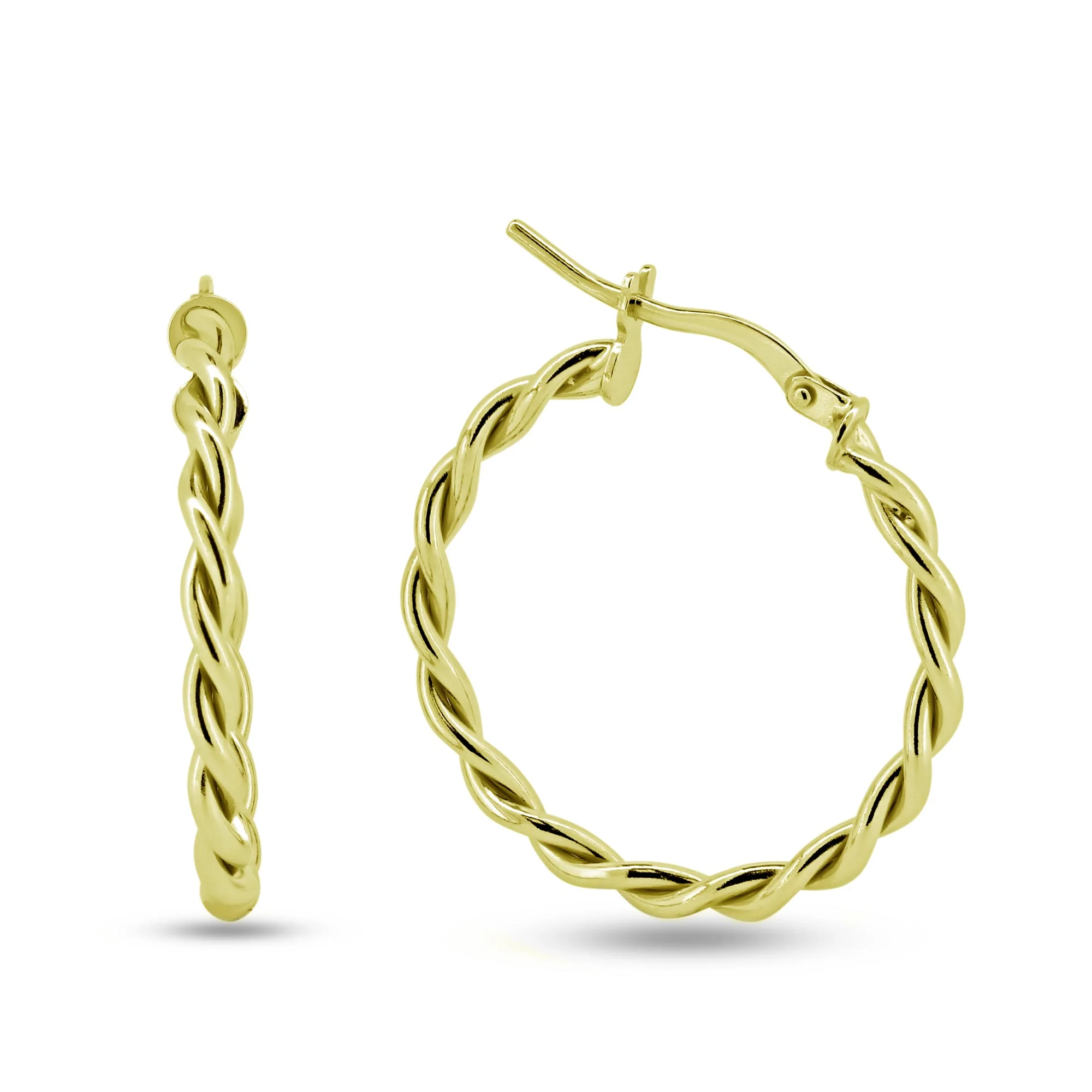 925 Sterling Silver Silver Twisted Hoop Earrings - ARE00040RH | ARE00040GP - Image 6