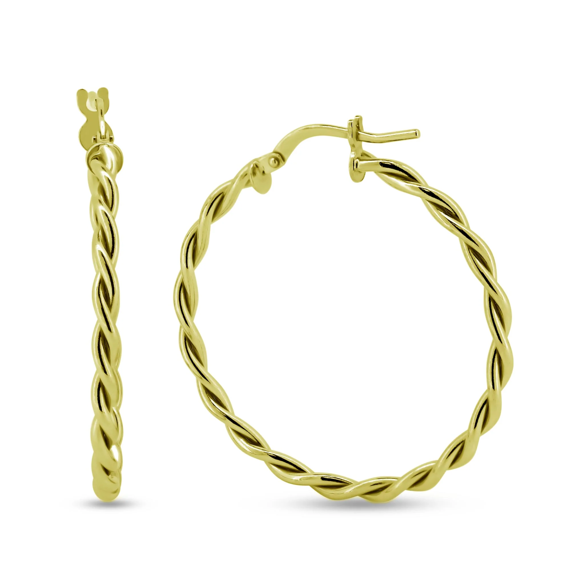 925 Sterling Silver Silver Twisted Hoop Earrings - ARE00040RH | ARE00040GP - Image 7