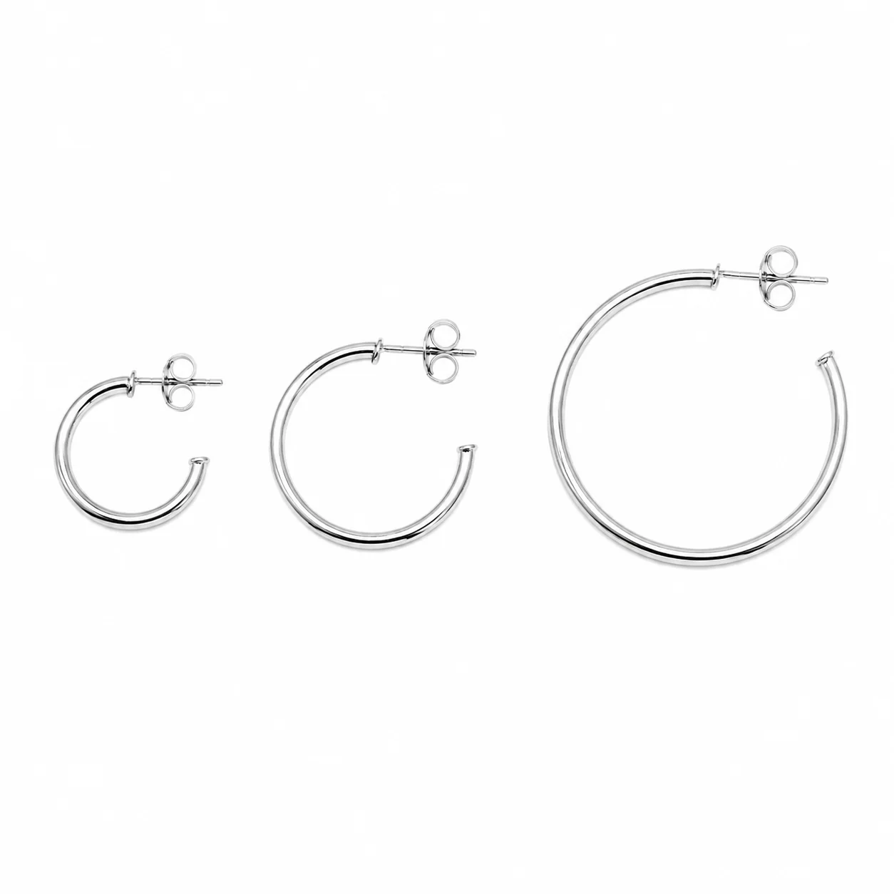 925 Sterling Silver Silver Two Ribbed Hoop Earrings - ARE00053 - Image 3
