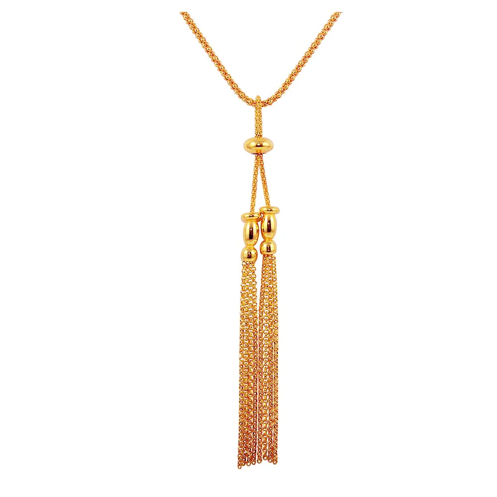 925 Sterling Silver Two Tassel Dangling Necklace - ARN00041 - Image 4