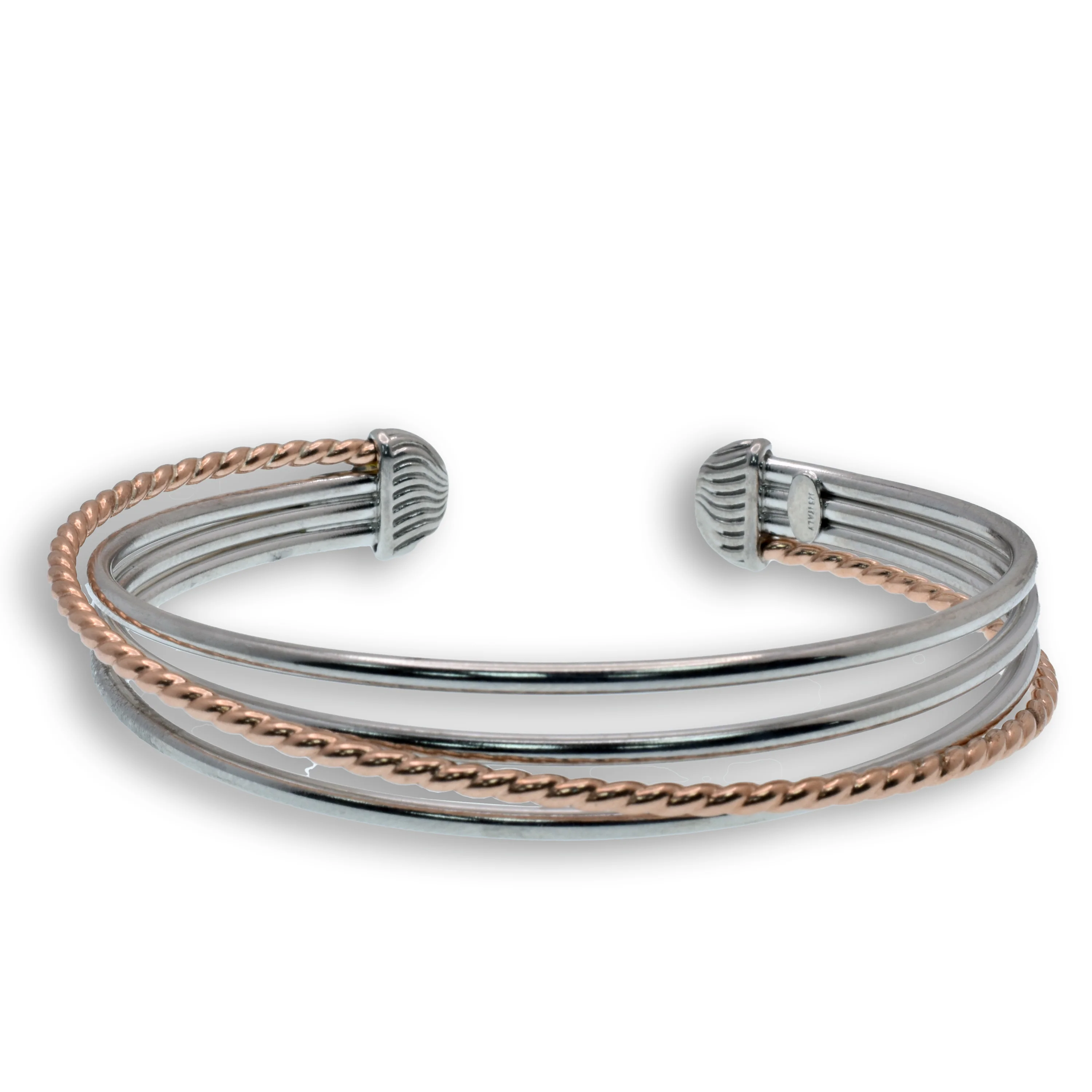 Clearance-925 Gold Plated 4 Strand Twisted Italian Bracelet - JPB00020RGP
