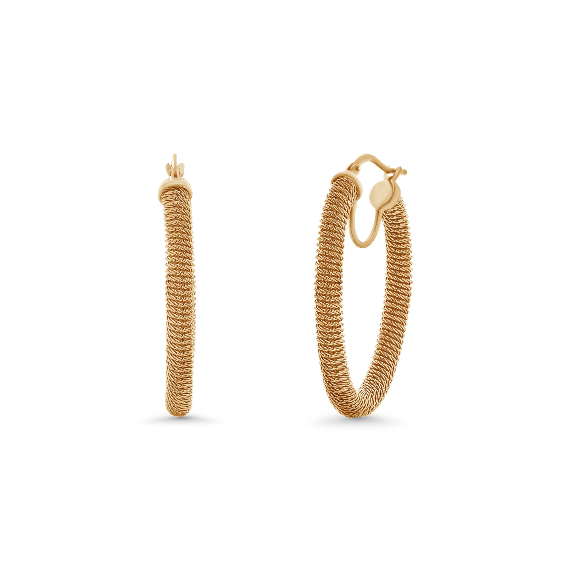 Clearance-925 Sterling Silver Italian Ridged Hoop Earrings - ITE00044
