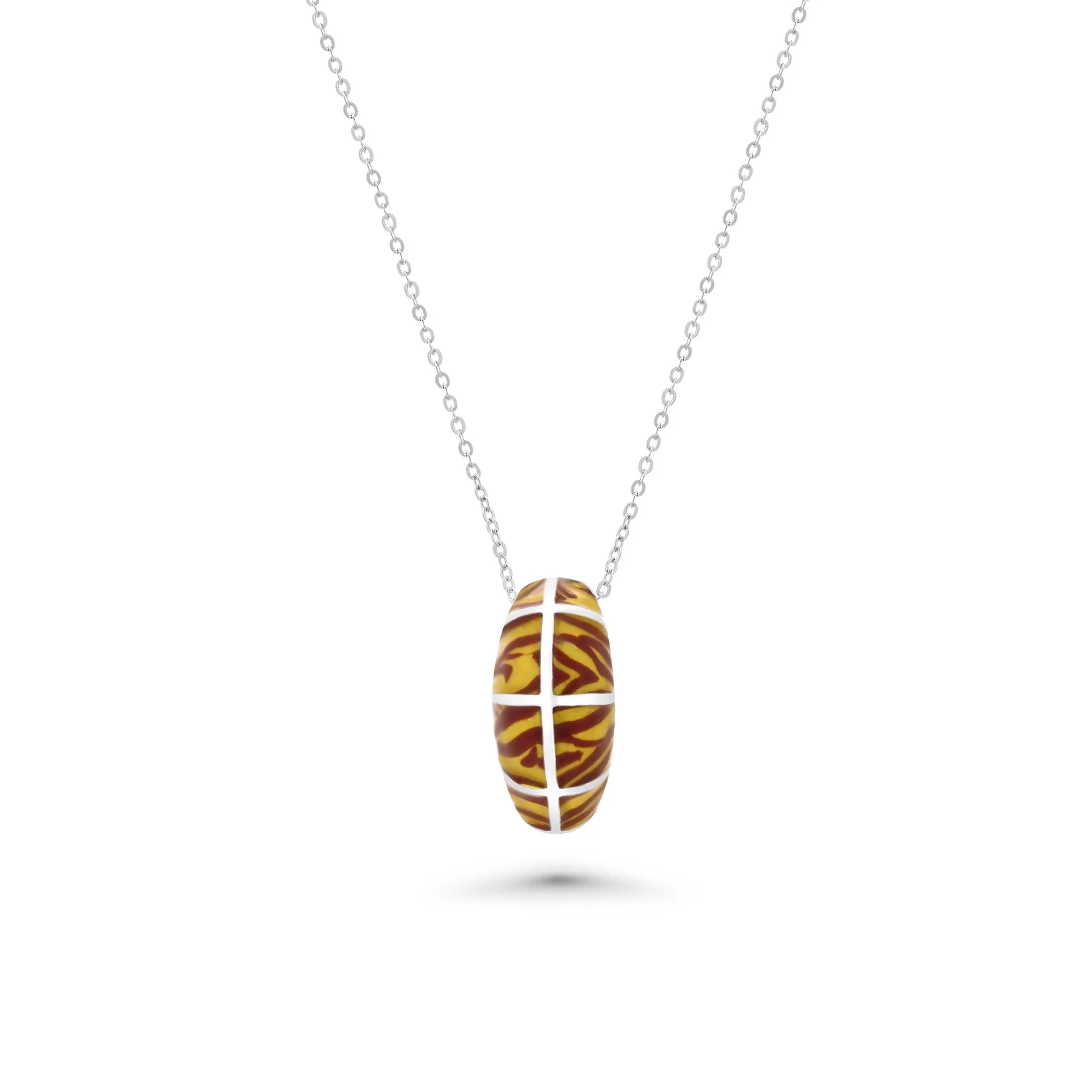 Clearance-Silver 925 Rhodium Plated Tiger Stripe Print French Clip Earring and Necklace Set - BGS00062 - Image 3