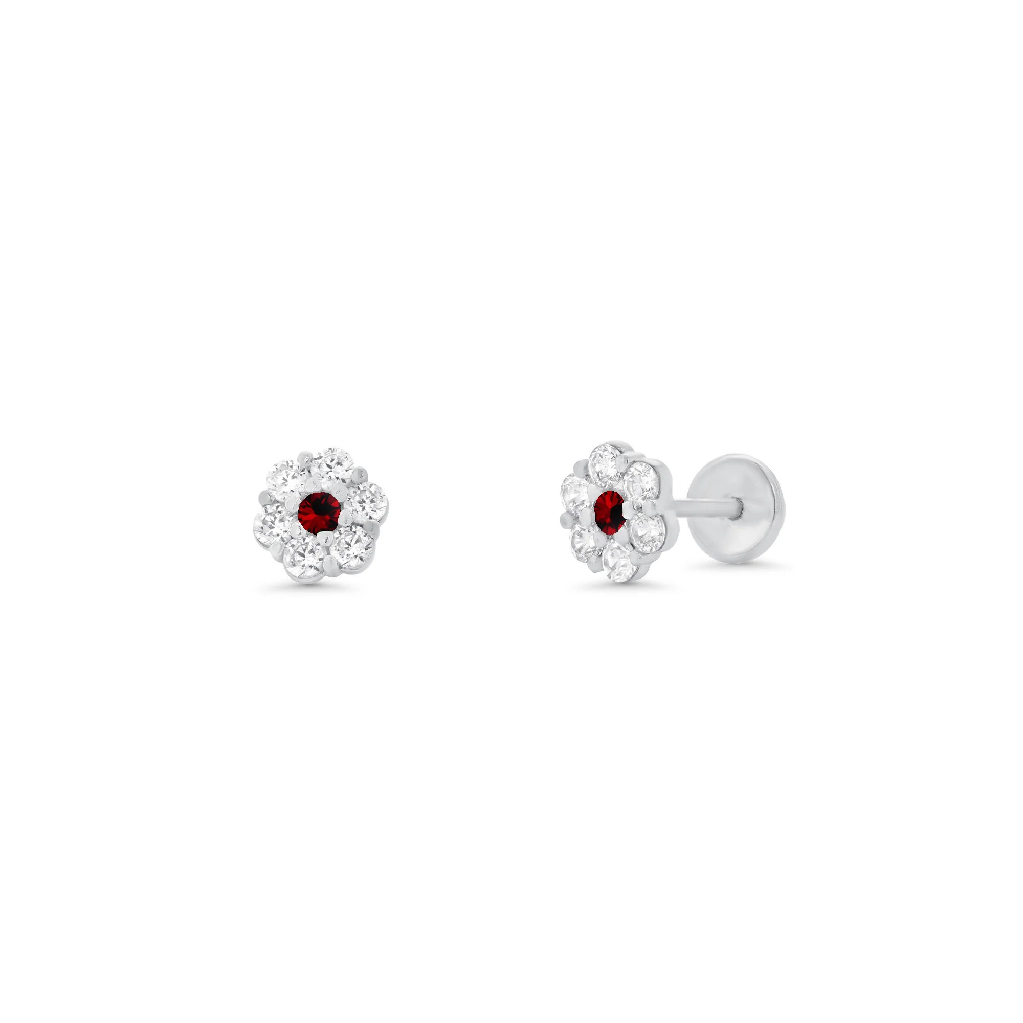 High Polished 925 Silver CZ Mini Rosette Earring - SIL00007 - Image 3