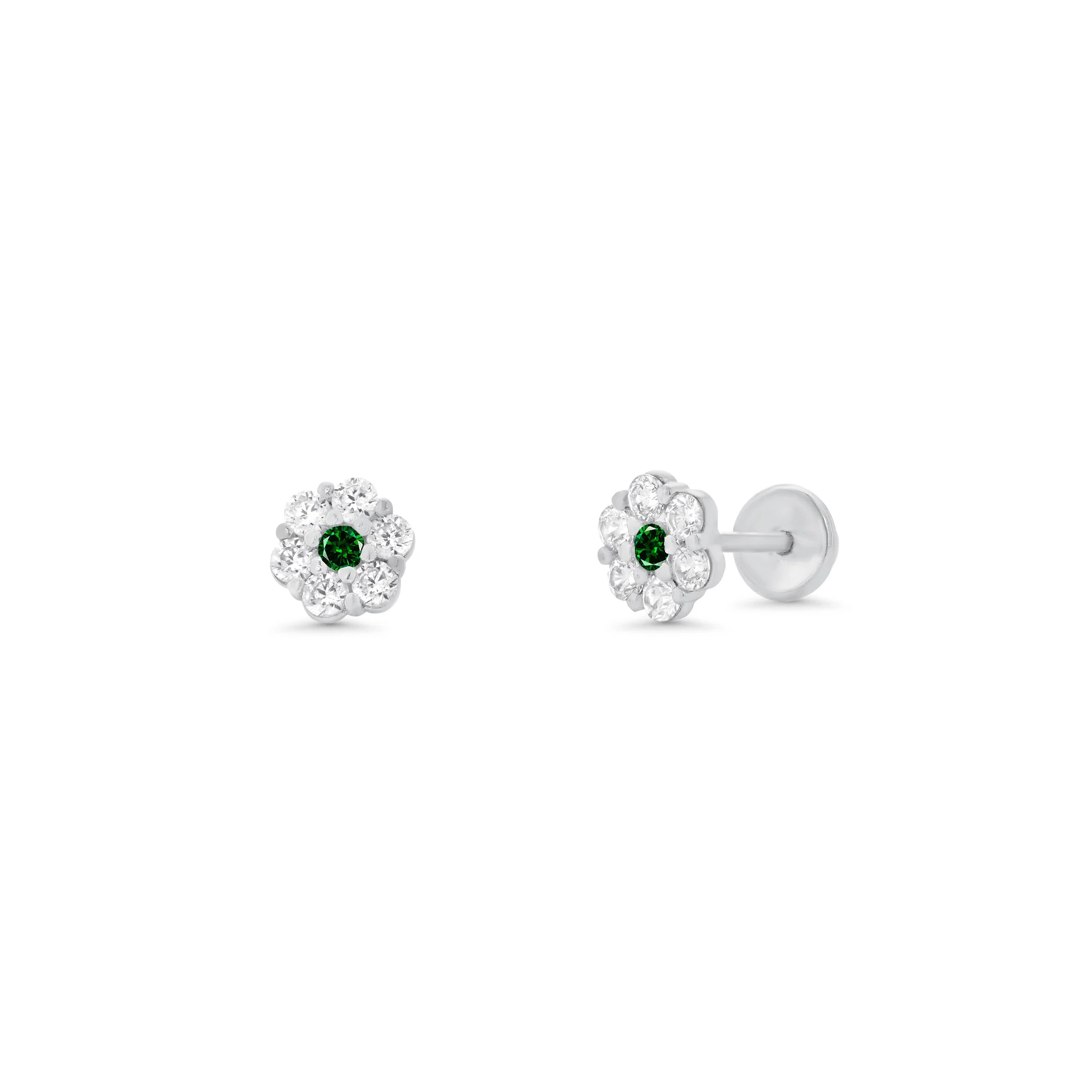 High Polished 925 Silver CZ Mini Rosette Earring - SIL00007 - Image 5