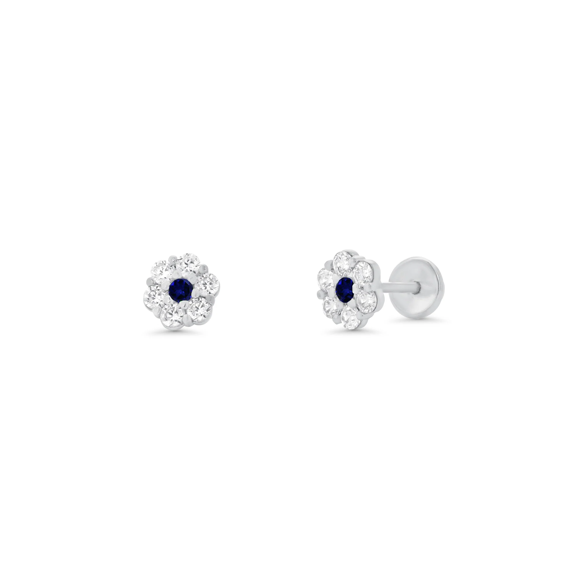 High Polished 925 Silver CZ Mini Rosette Earring - SIL00007 - Image 7