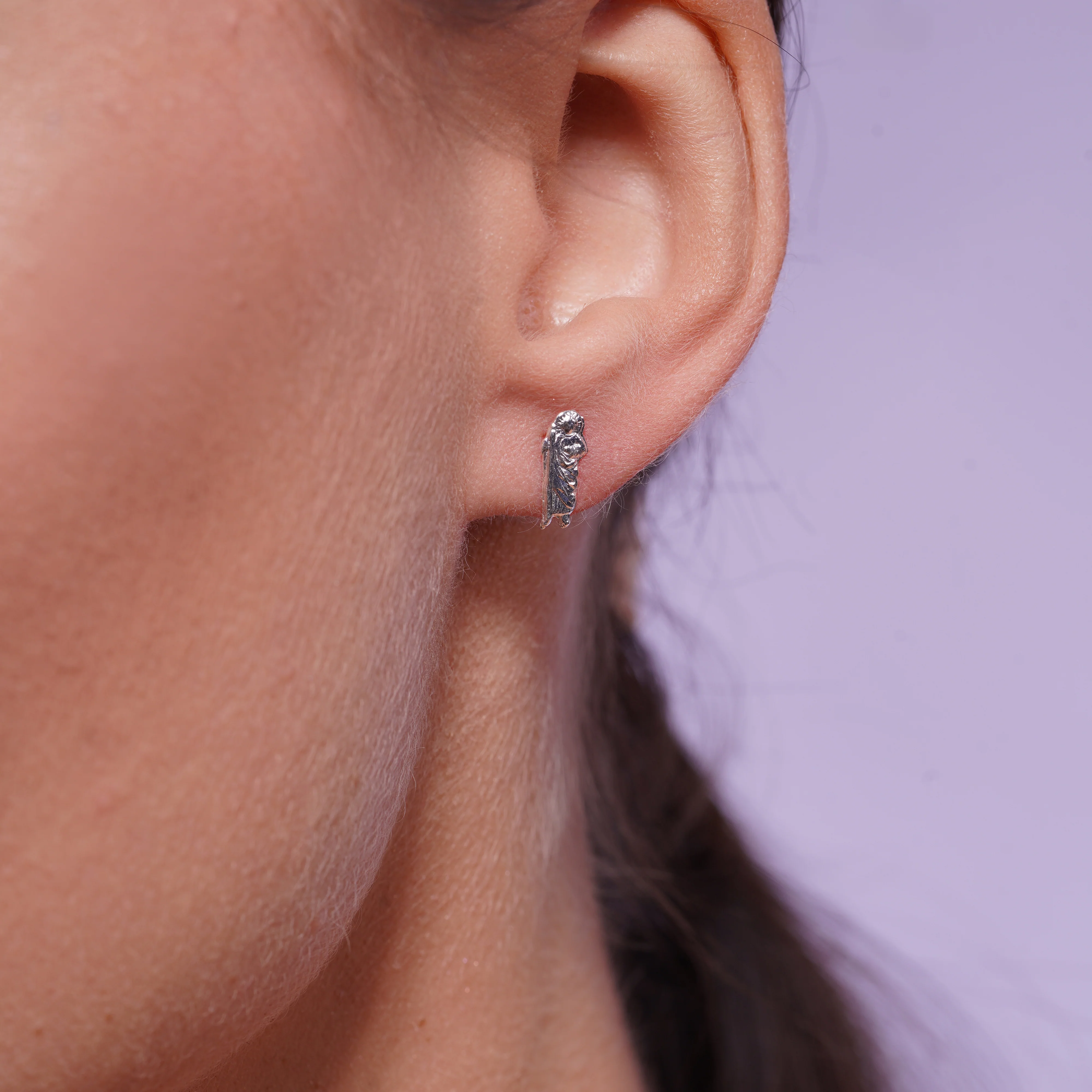 High Polished 925 Silver Small Saint Jude Earrings- SIL00003 - Image 2