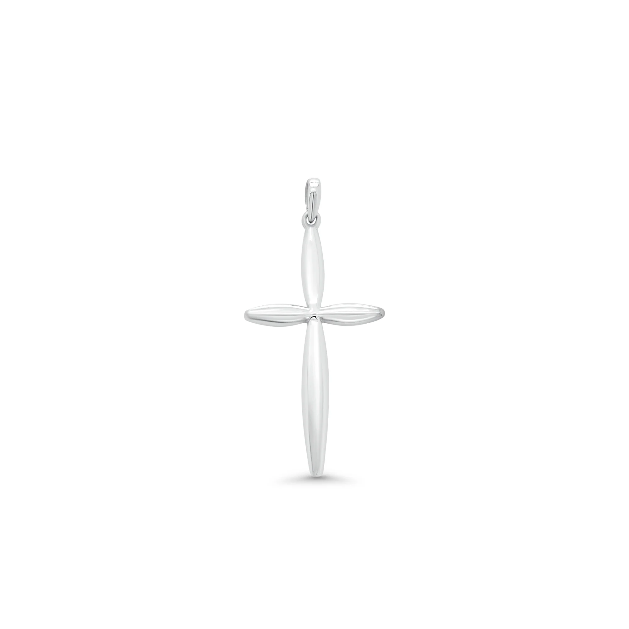 Rhodium Plated 925 Sterling Silver Modern Polished Cross Pendant - TGP00005
