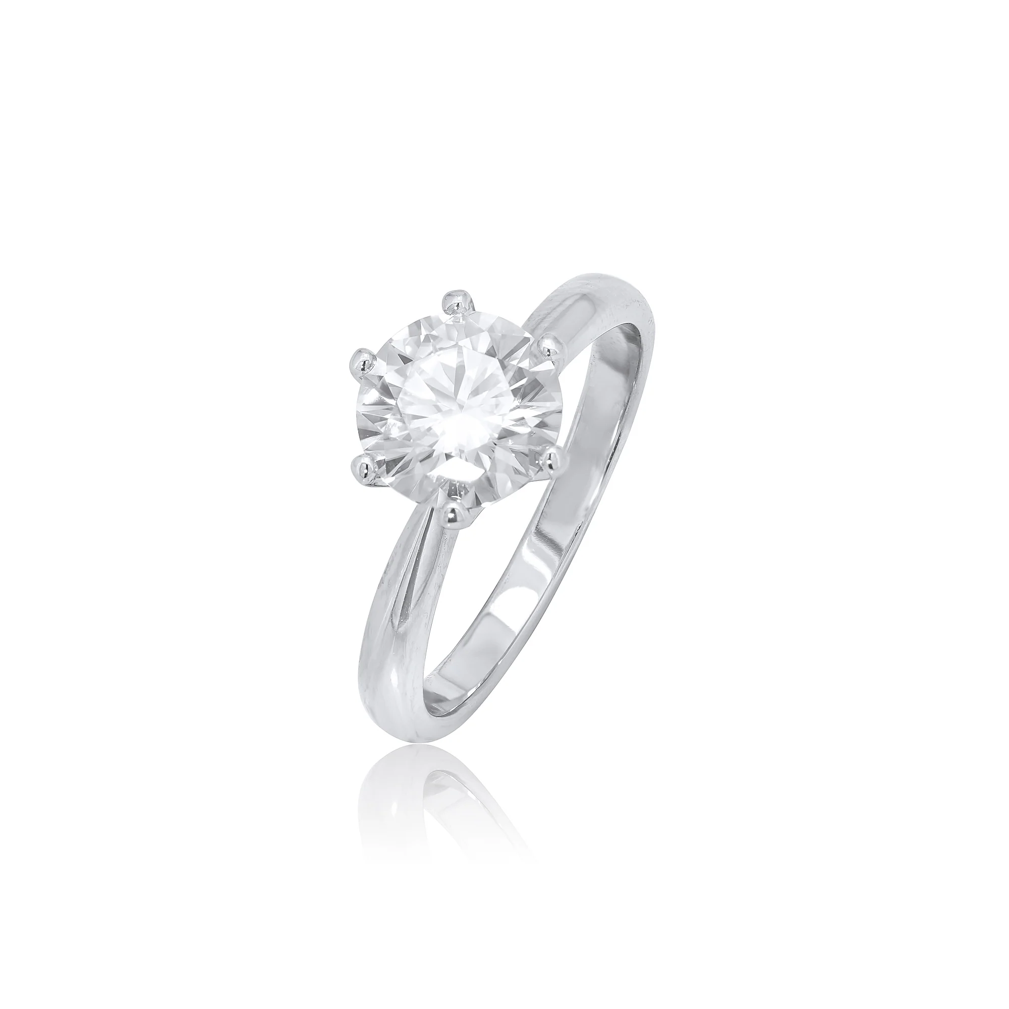 Rhodium Plated 925 Sterling Silver Moissanite Classic Solitaire 9.5mm Engagement Ring - MDGR00003