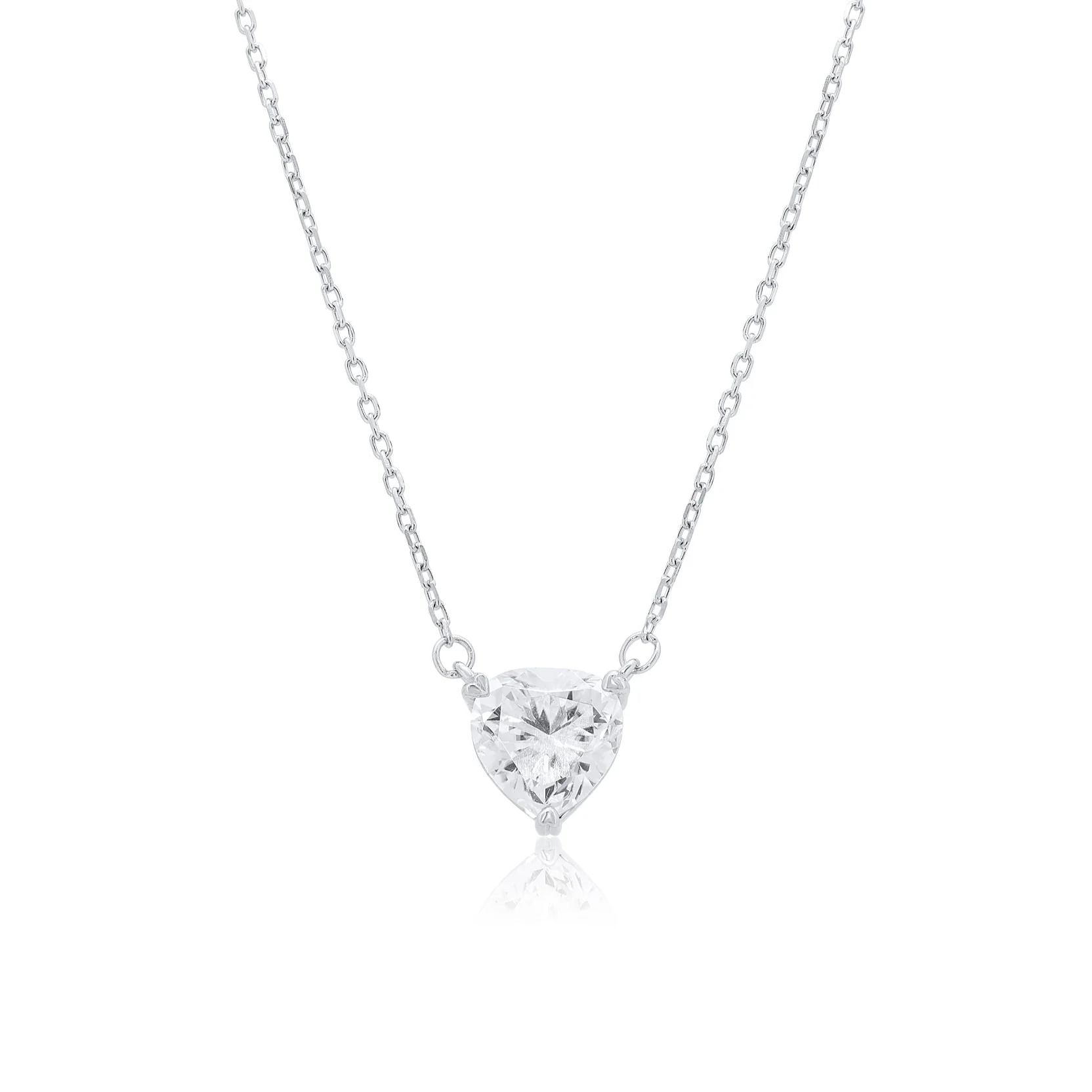 Rhodium Plated 925 Sterling Silver Moissanite Heart Pendant Adjustable Necklace - MGMN0004 | MGMN0005 | MGMN0006 | MGMN0007 | MGMN0008