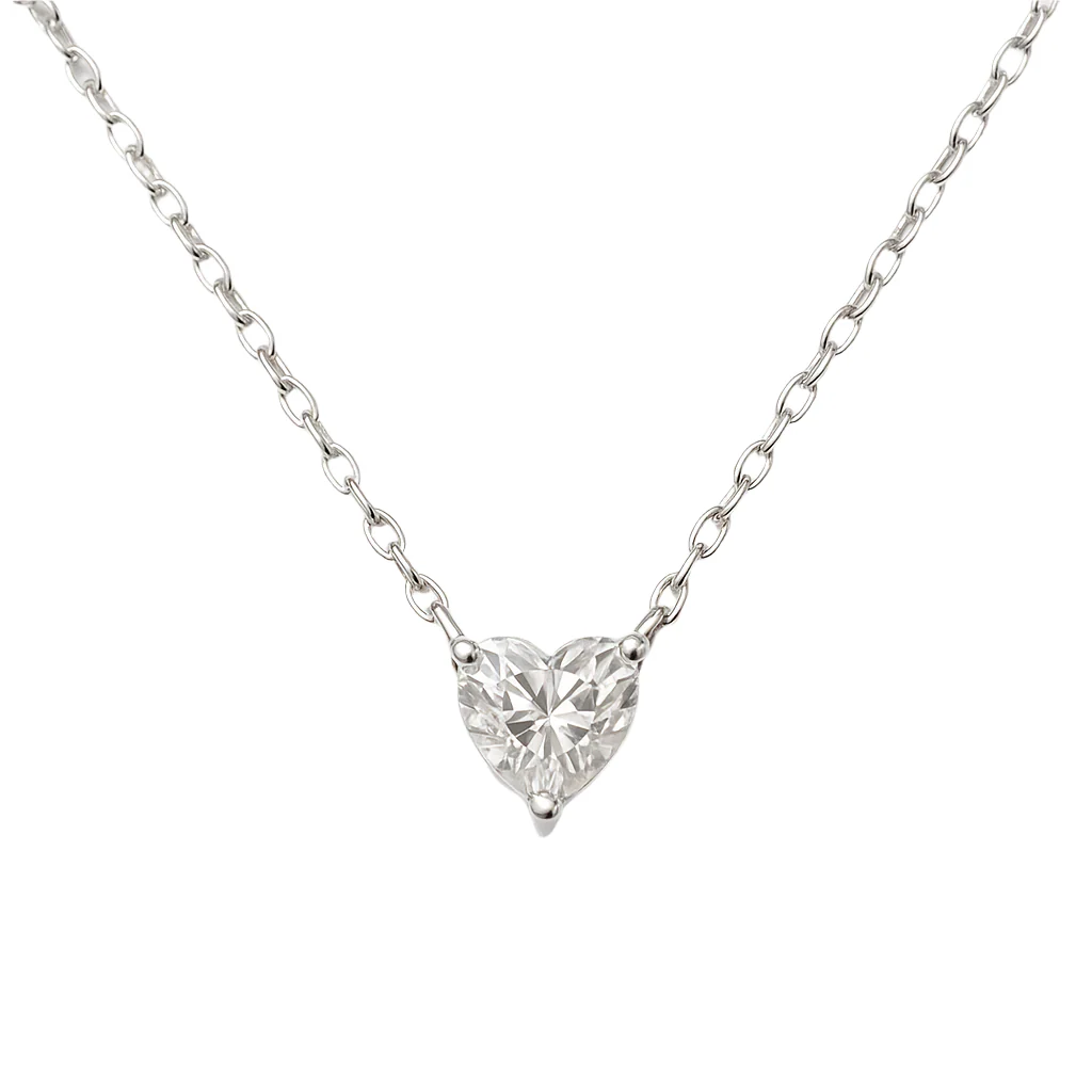 Rhodium Plated 925 Sterling Silver Moissanite Heart Pendant Adjustable Necklace - MGMN0004 | MGMN0005 | MGMN0006 | MGMN0007 | MGMN0008 - Image 3