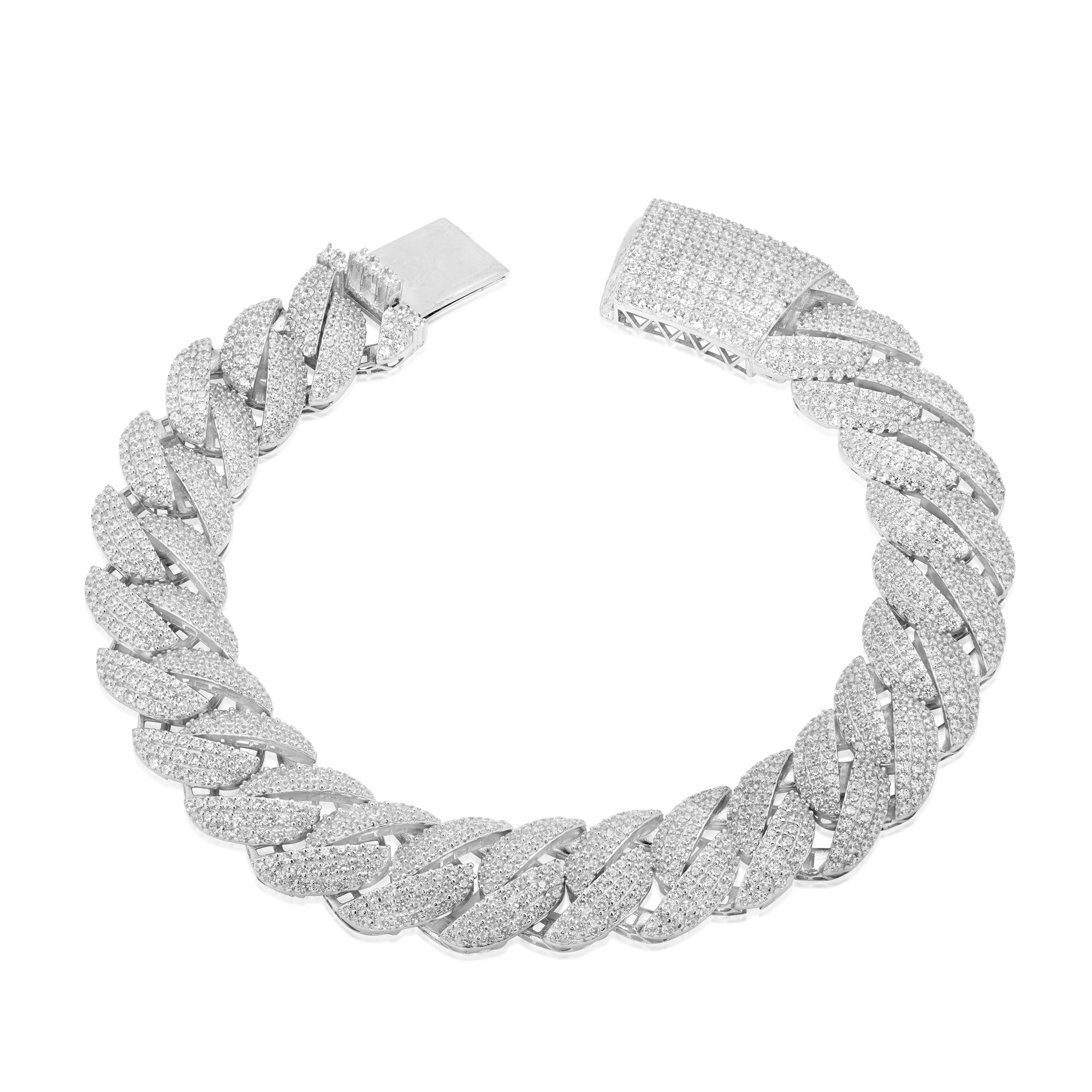 Rhodium Plated 925 Sterling Silver Pave CZ Iced Out Cuban Link 13mm Chain or Bracelet - GMN00242 - Image 3