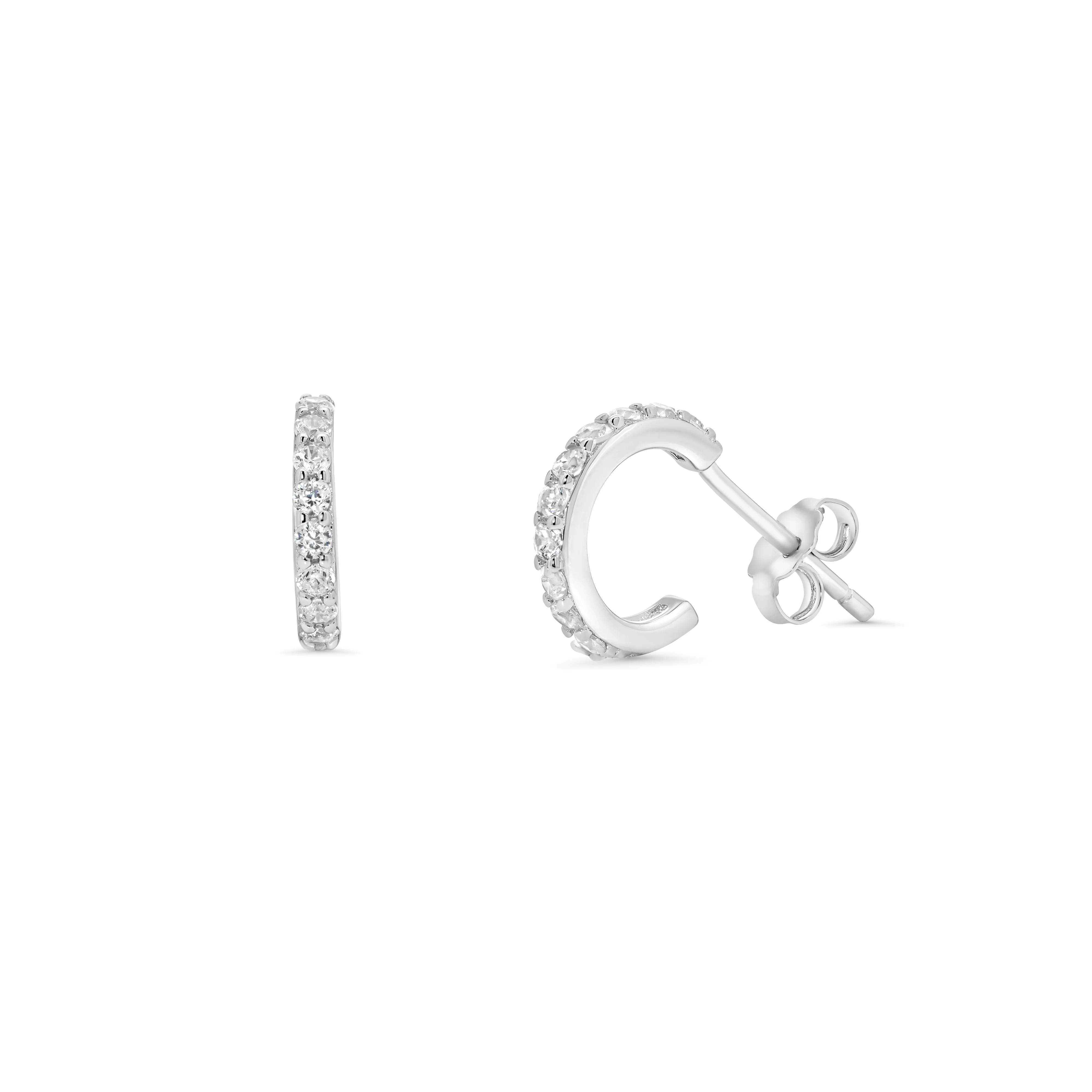 Rhodium Plated 925 Sterling Silver Semi Hoop, Marquise and Round CZ Earring Set - STES00012 - Image 3
