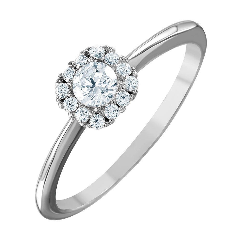 Rhodium Plated 925 Sterling Silver Silver Moissanite or CZ Cluster Ring - MGMR00078 | GMR00053