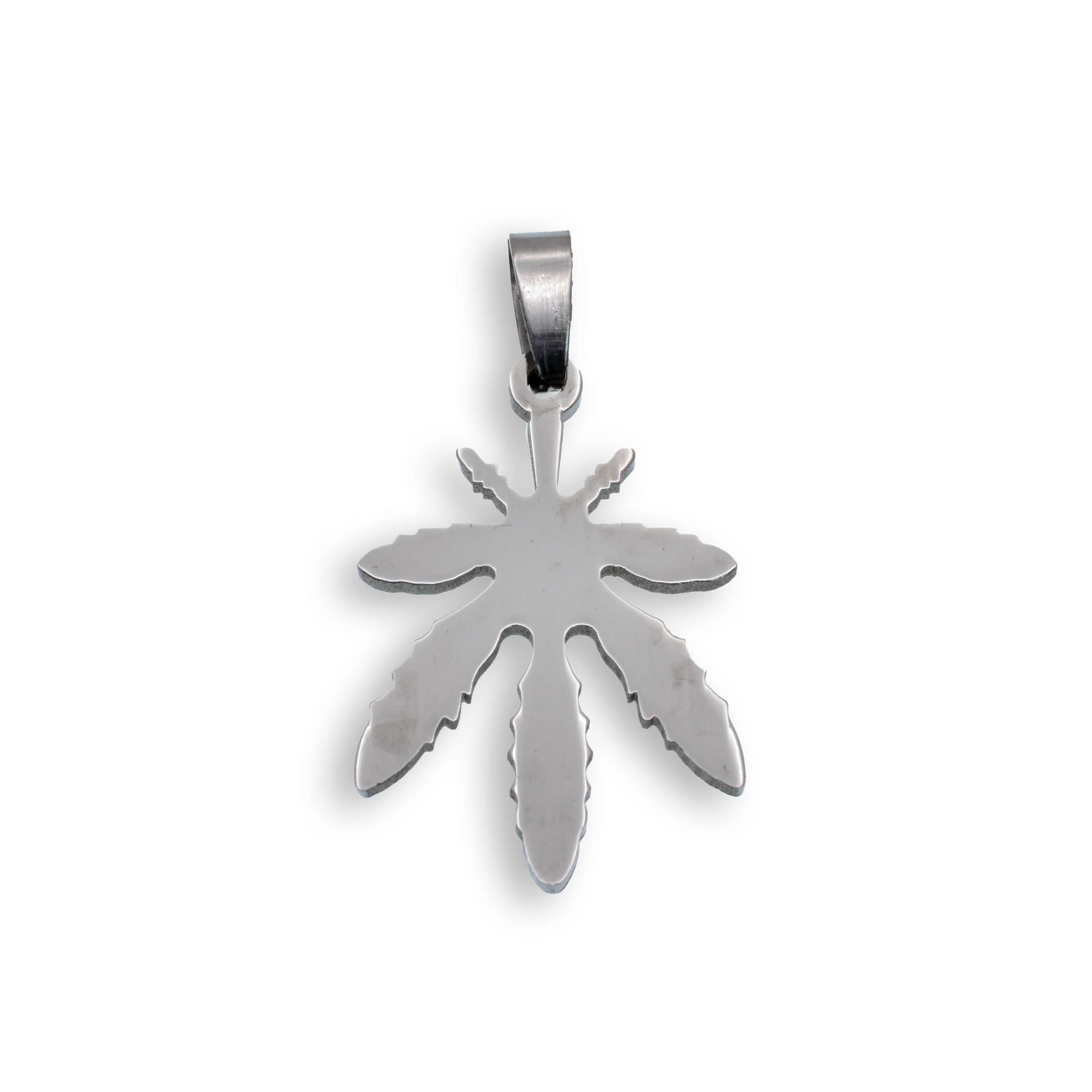 Rhodium Plated Stainless Steel Marijuana Pendant - SSP00038