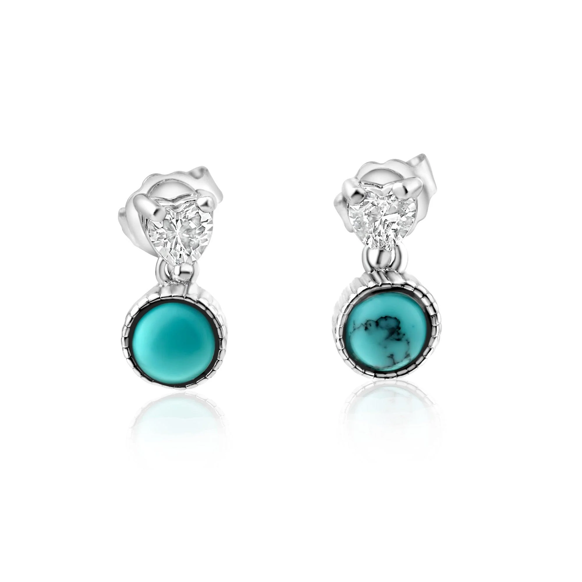 925 Sterling Silver Black Rhodium Turquoise Center Stone Halo Set - STS00537 - Image 3