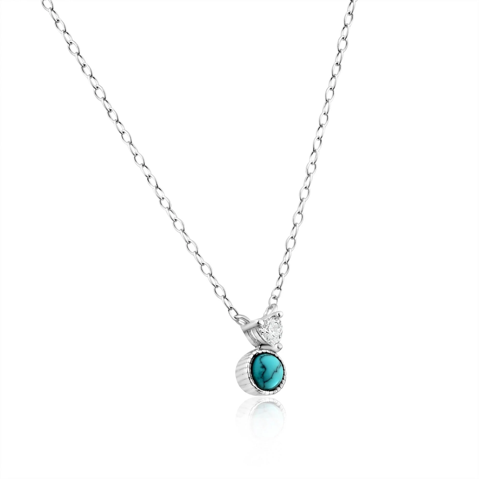 925 Sterling Silver Black Rhodium Turquoise Center Stone Halo Set - STS00537 - Image 4